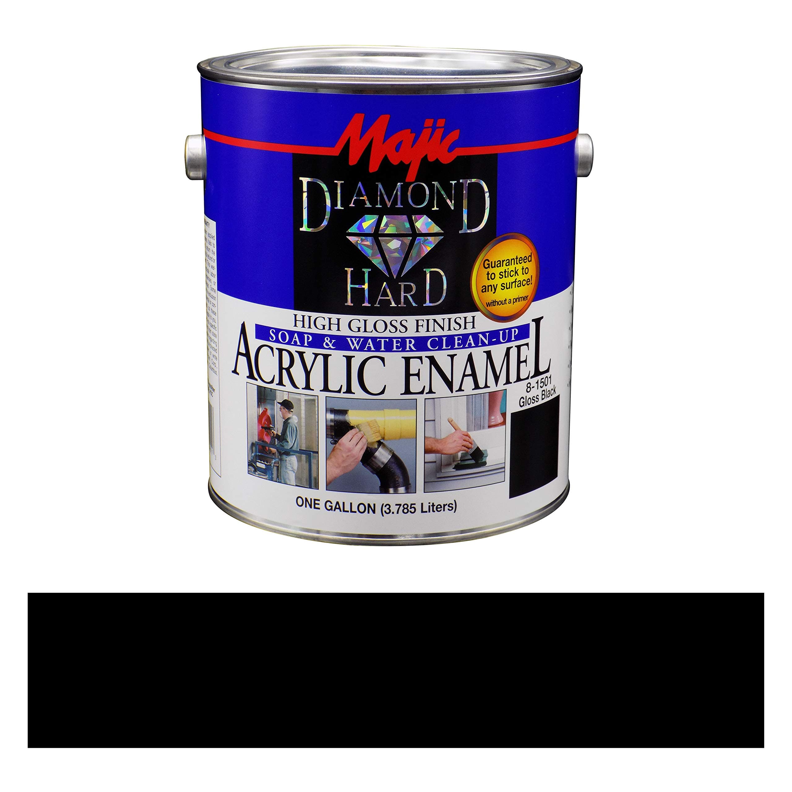 Majic Paints 8-1501-1 Diamond Hard Acrylic Enamel High Gloss Paint, 128 oz / 1-Gallon, 11 Black