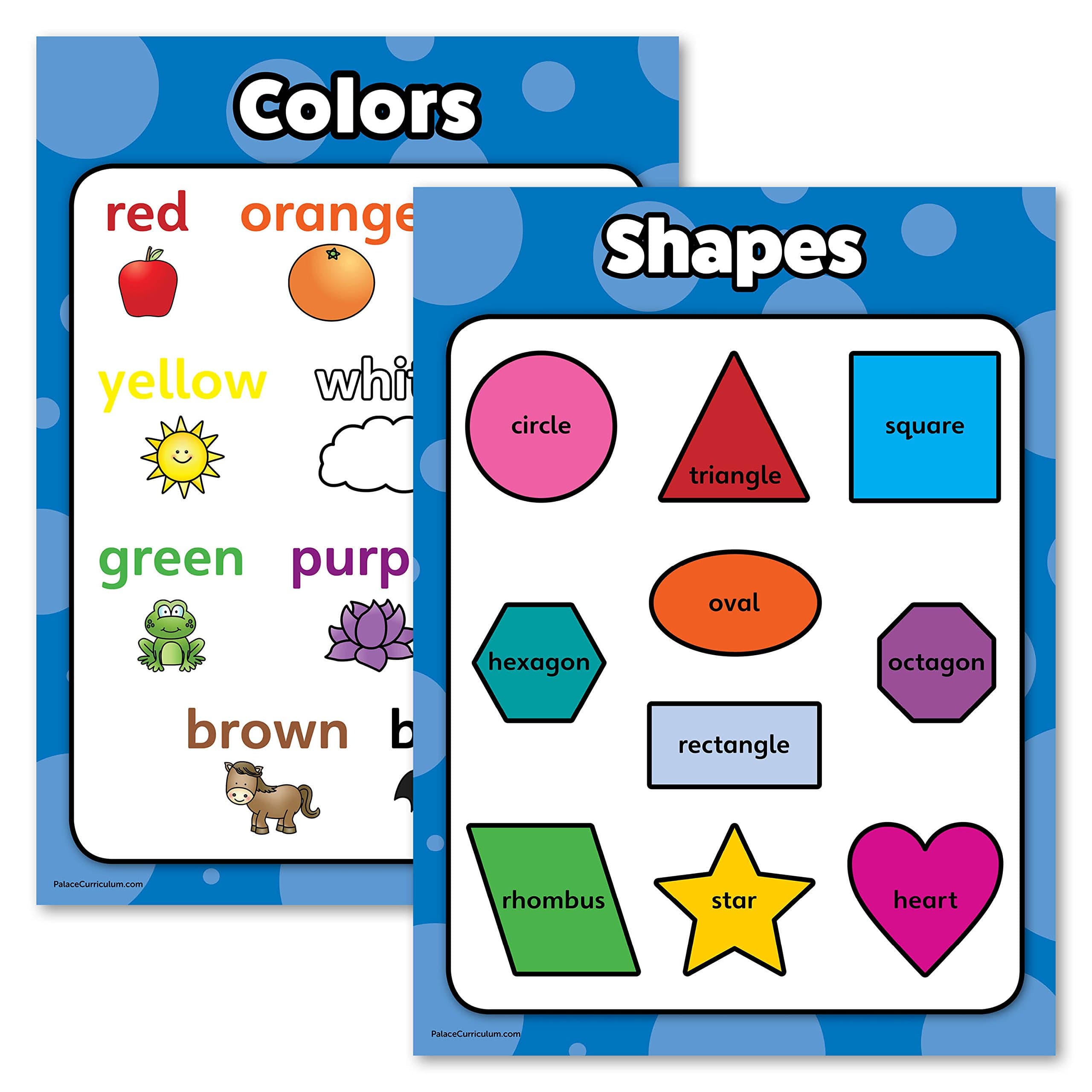 Palace Learning Curriculum Shapes & Colors Poster Chart Set for Kids - LAMINATED - (18x24)