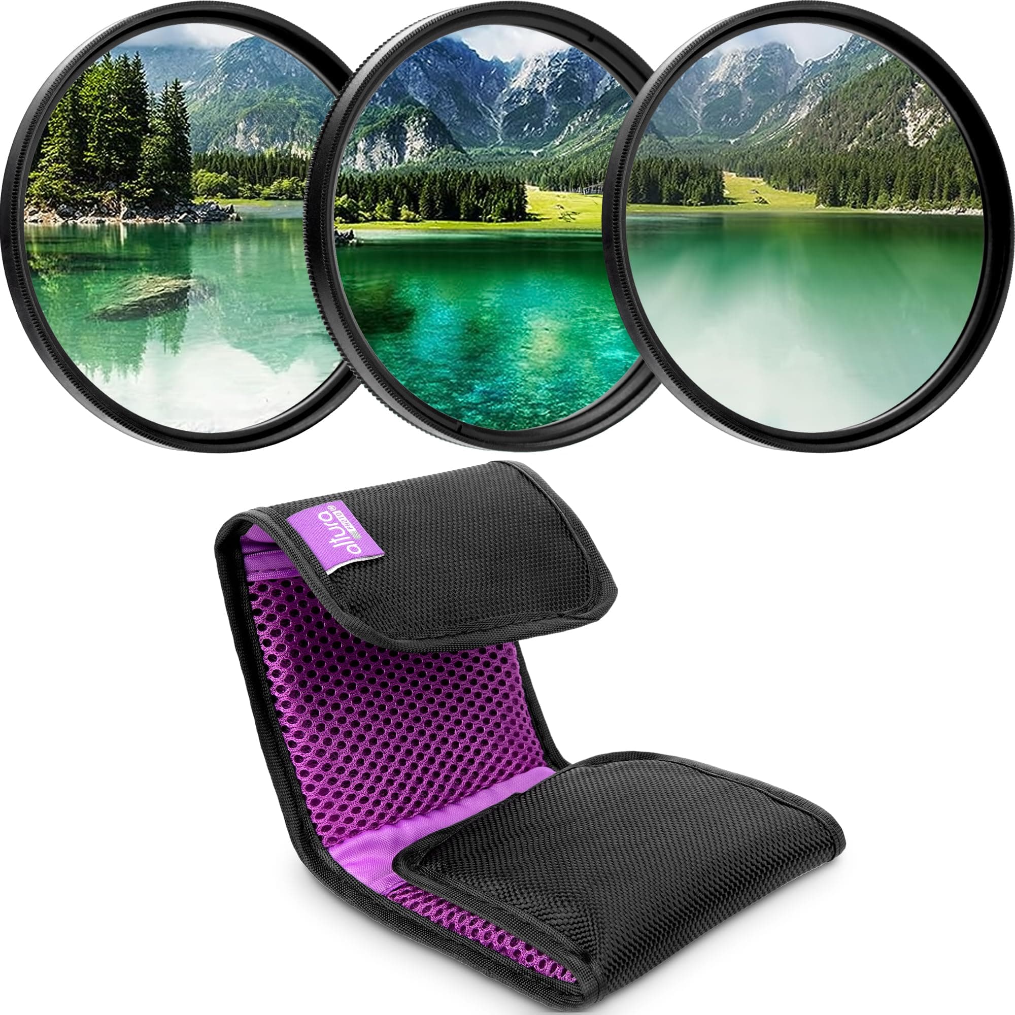 77MM Professional Photography Filter Kit (UV, Polarizer, Neutral Density ND4) for Camera Lens with 77MM Filter Thread + Filter Pouch + Premium MagicFiber Microfiber Cleaning Cloth