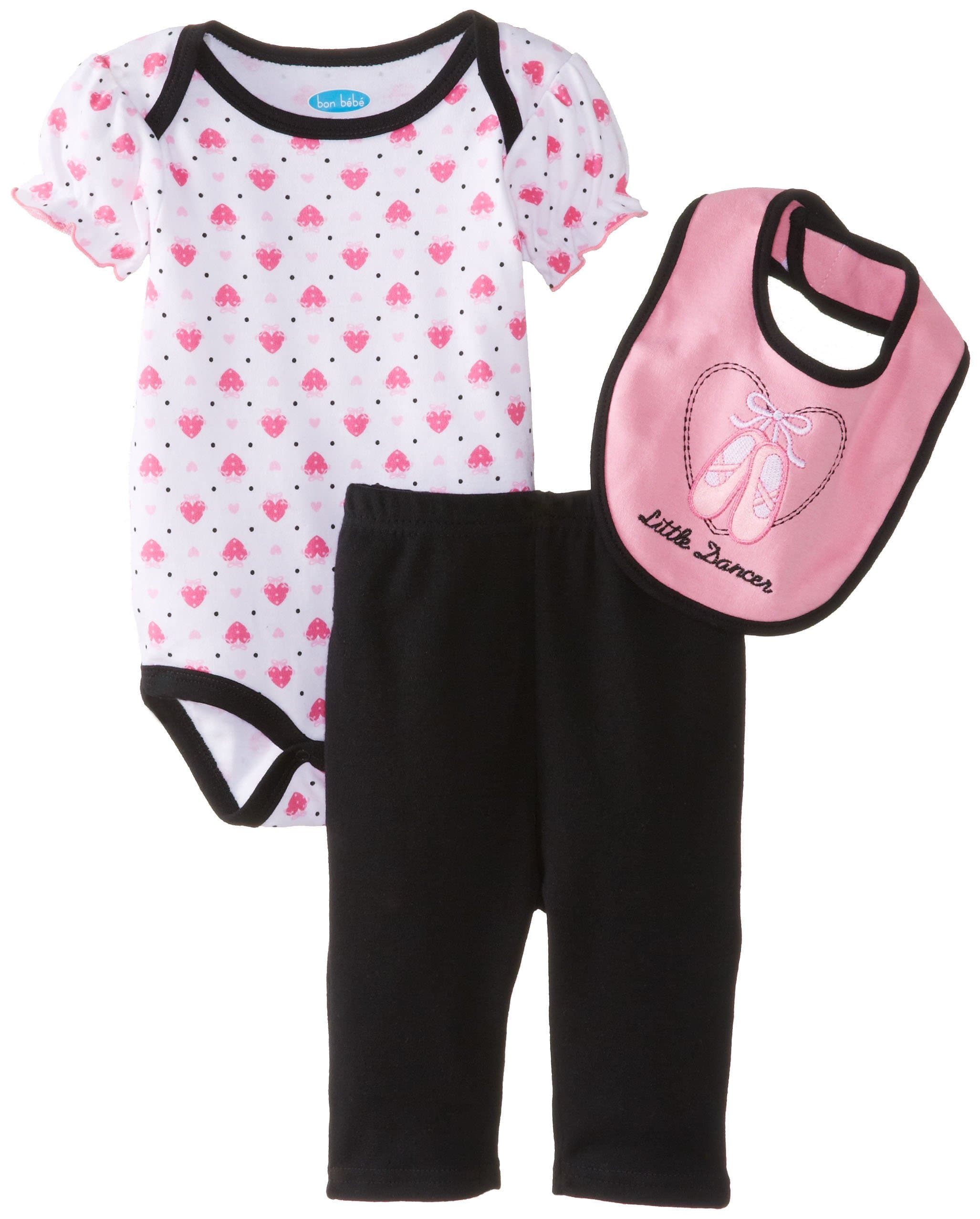 Bon Bebe Baby-Girls Newborn Little Dancer Bib Bodysuit and Legging Set