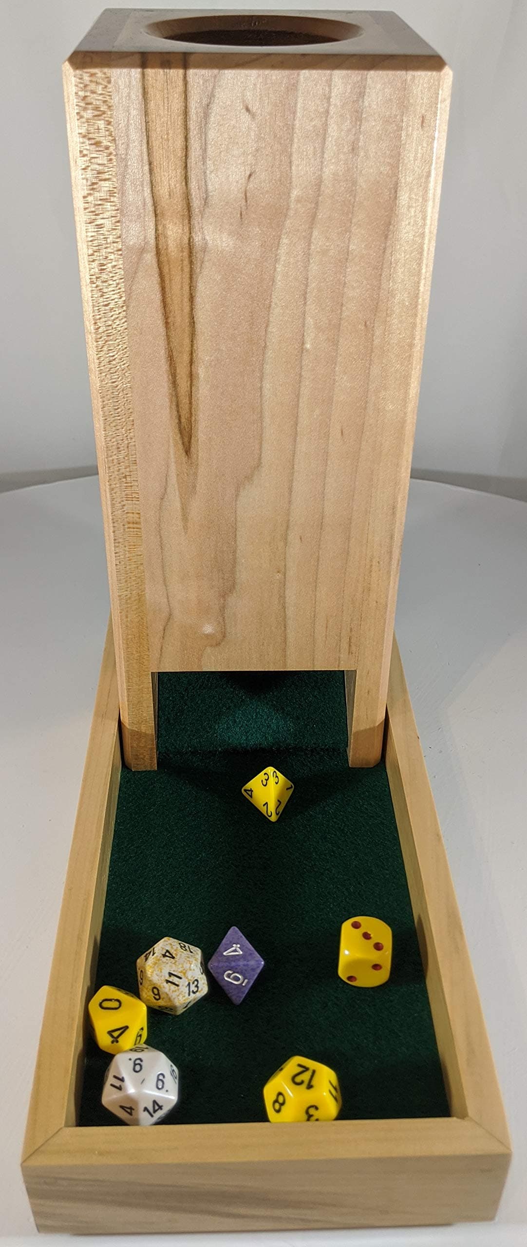 Dice Tower and Tray - Ambrosia Maple - Handcrafted in Tennessee