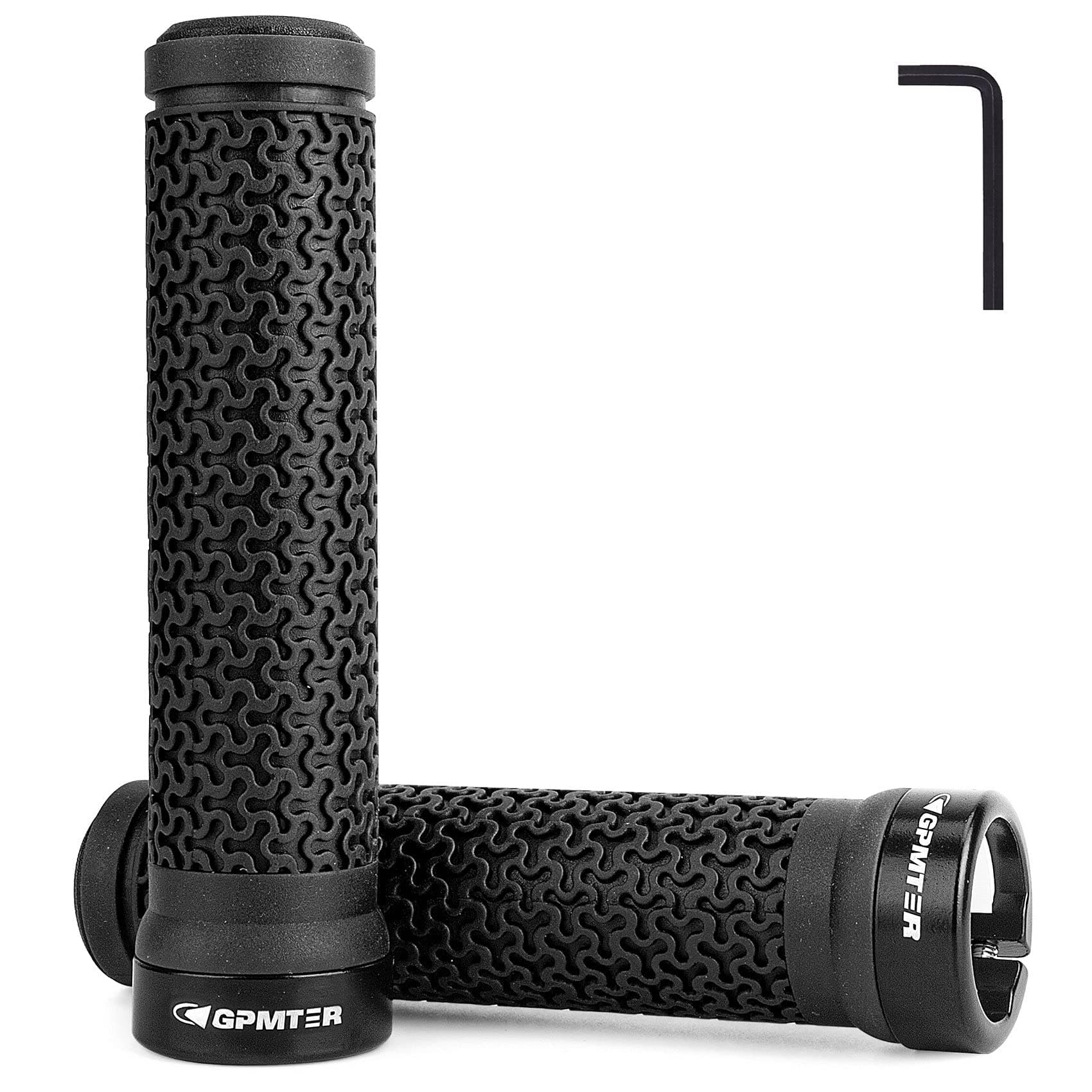 GPMTER Bike Handlebar Grips, Single Lock on Bicycle Handle Bar, for BMX, Mountain, MTB, Beach Cruiser, Scooter, Folding Bike, Soft Non-Slip-Rubber Hand Grip Comfortable Ergonomic