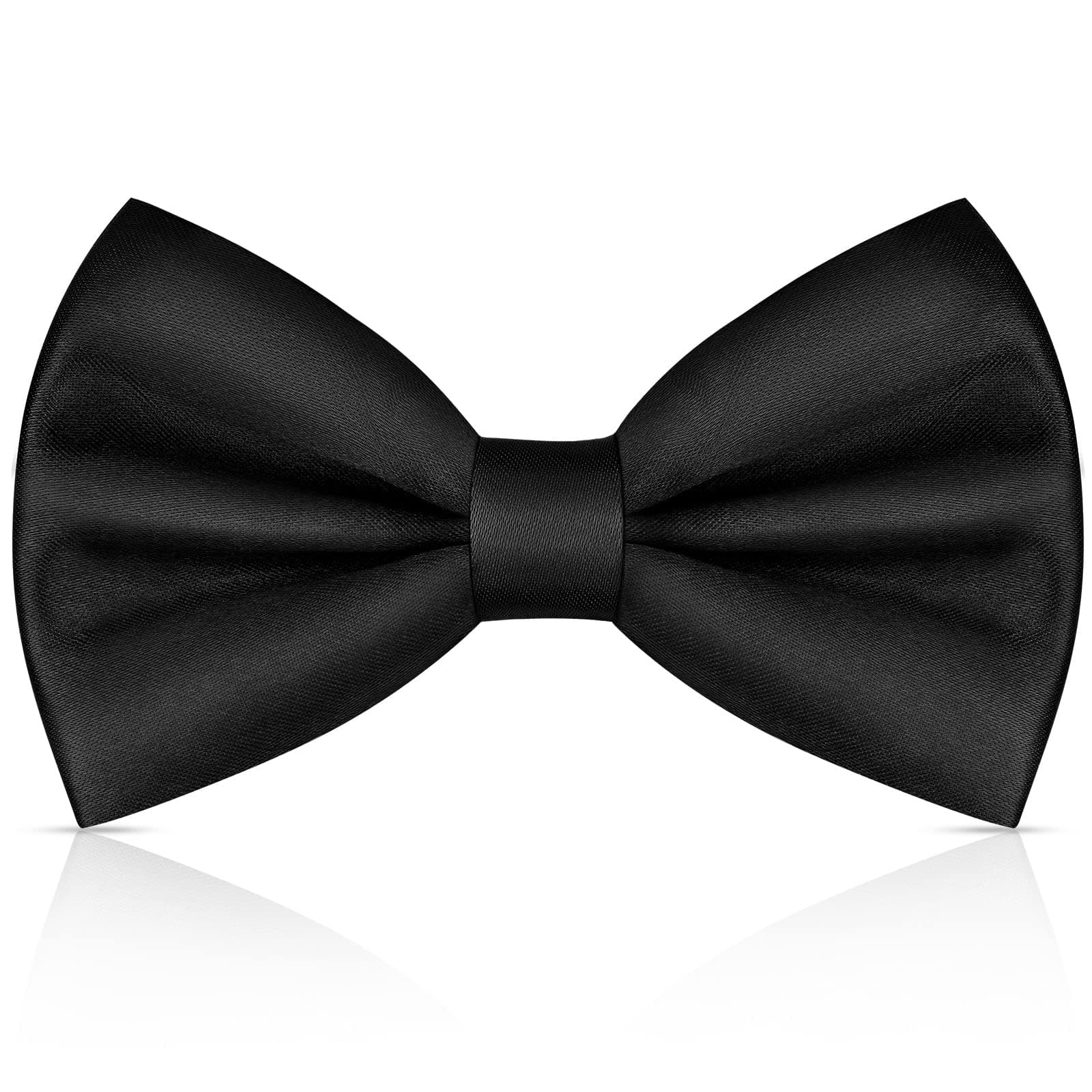 URAQT Men's Bow Tie, Classic Solid Color Pre-Tied Bow Tie for Men, Satin Tux Bowtie, Adjustable Formal Neck Bowtie for Birthday Party Wedding Graduation Mother Gifts (Black)