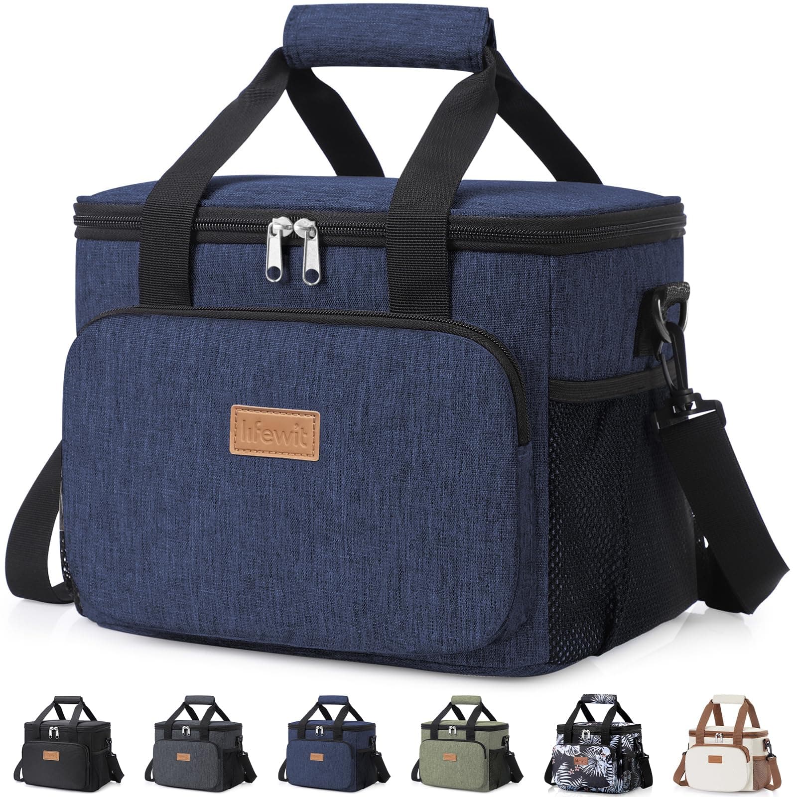 Lunch Bag 8.5L 12 Can Insulated Lunch Box Soft Cooler Cooling Tote for Adult Men Women, Dark Blue