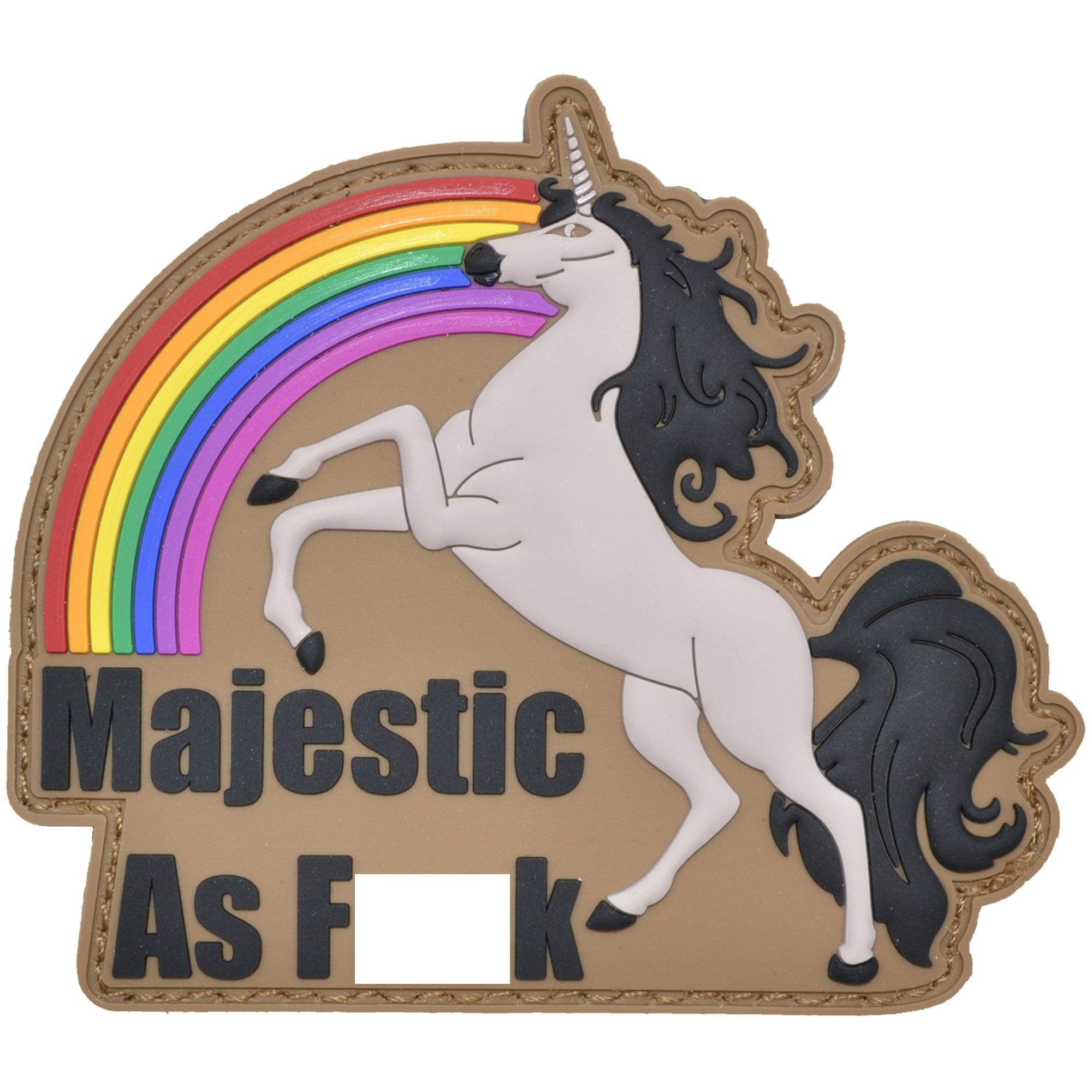 Majestic As Fk Unicorn - 3.5 inch PVC Patch - Coyote Brown/Black
