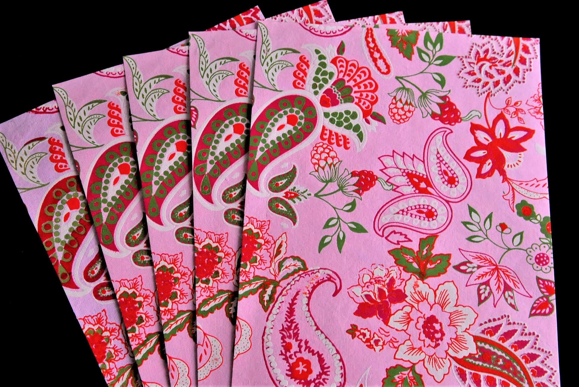 Indian Craft Paper ~ Pink ~ Paisley ~ A4 Sheets