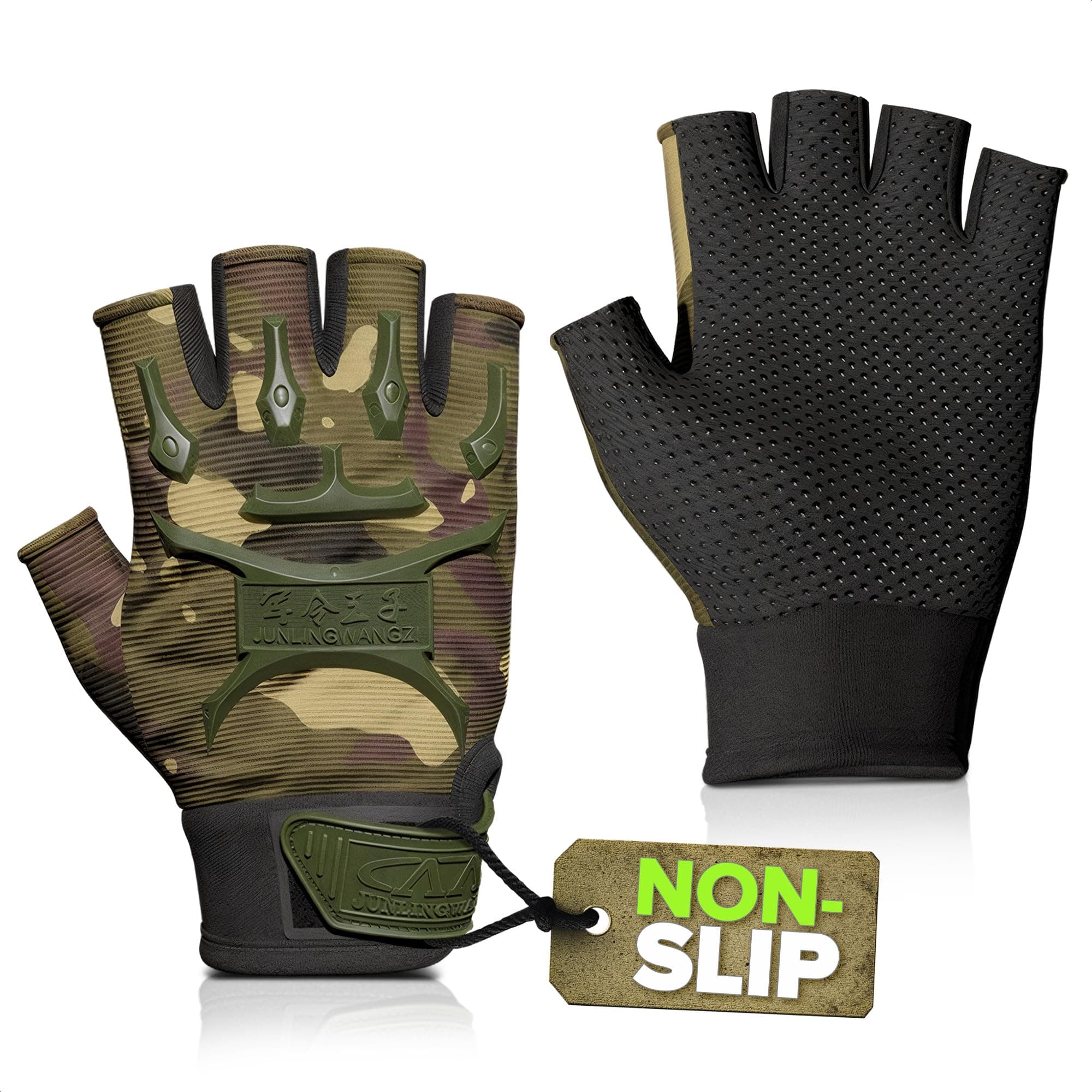 Kids Fingerless Gloves - Breathable Fingerless Gloves for Kids (4.72" x 3.14") Military Design, Non-Slip & Comfortable for Boys - Hand Protection, for Cycling, Exercise & Outdoor Activities