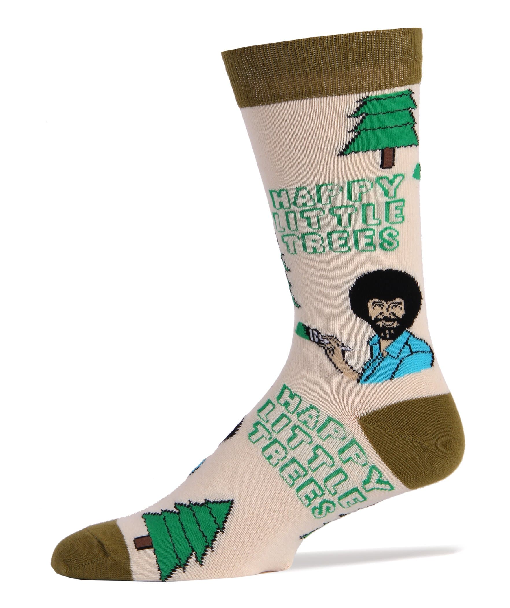 Men's Bob Ross Novelty Crew Cotton Socks, Funny Crazy Casual Dress Socks, Szie 8-13