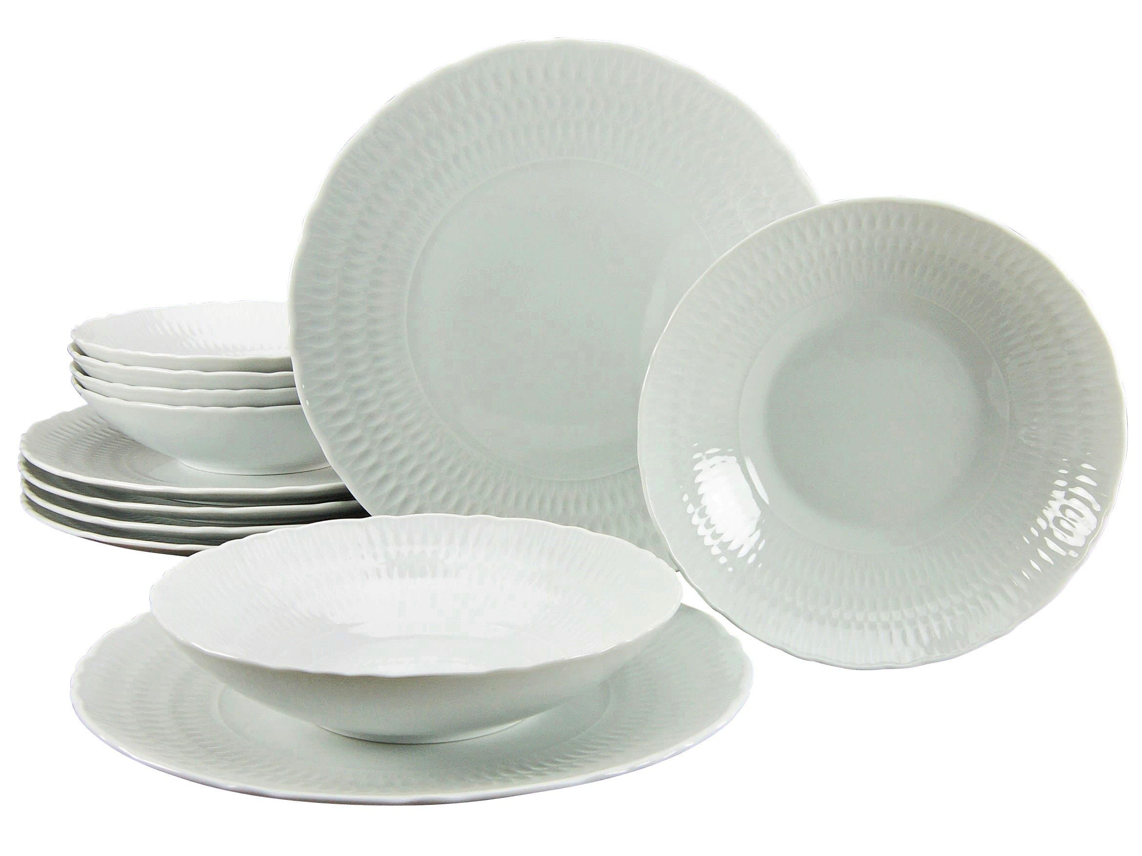 CREATABLE 19922, Sofia White, Dinner Ware Set 12 Pieces, Porcelain 27 x 22.5 x 27.5 cm