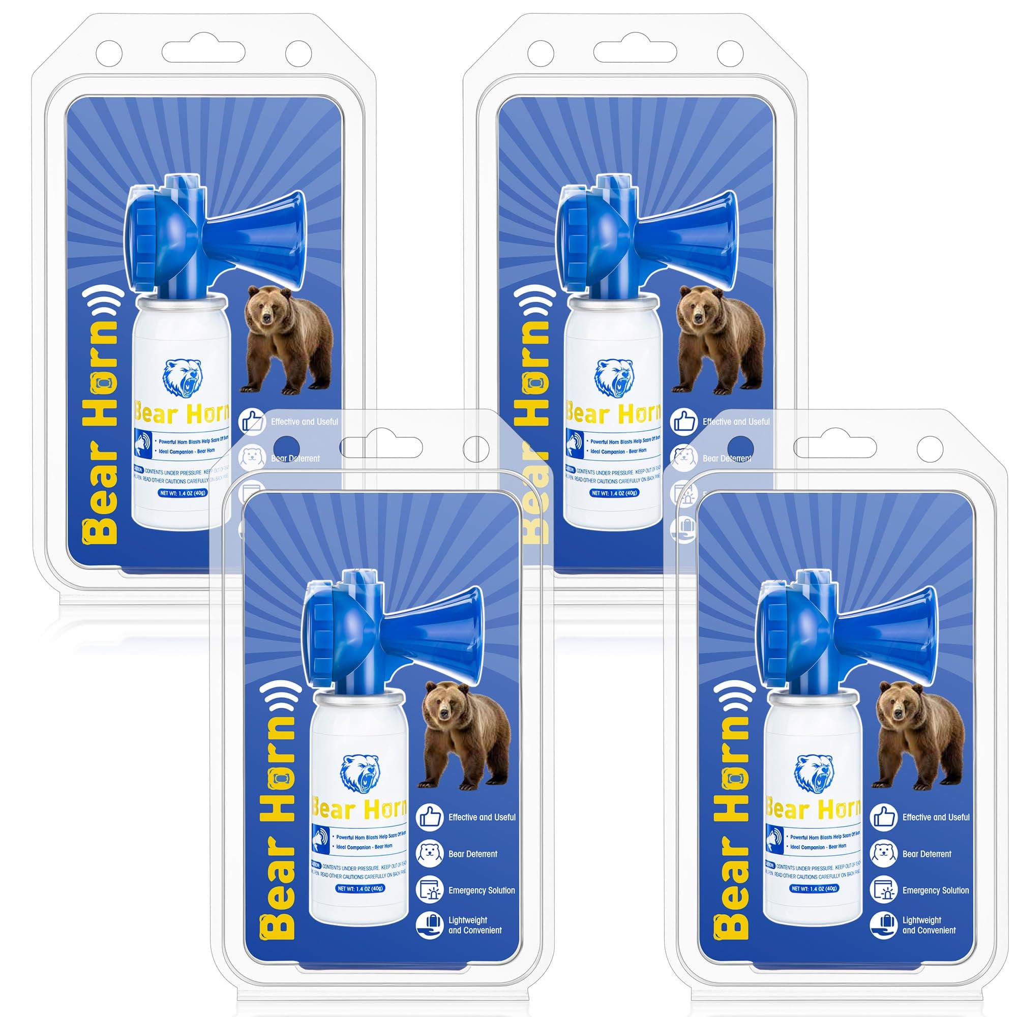 4 Pack 1.4oz Bear Horn Self Defense, Loud Air Horn for Bears, 120dB Heard up to 1/2 Mile Away, Air Horns for Safety for Wild Animals, Bear Alarm Scare Bears, Ideal for Hiking