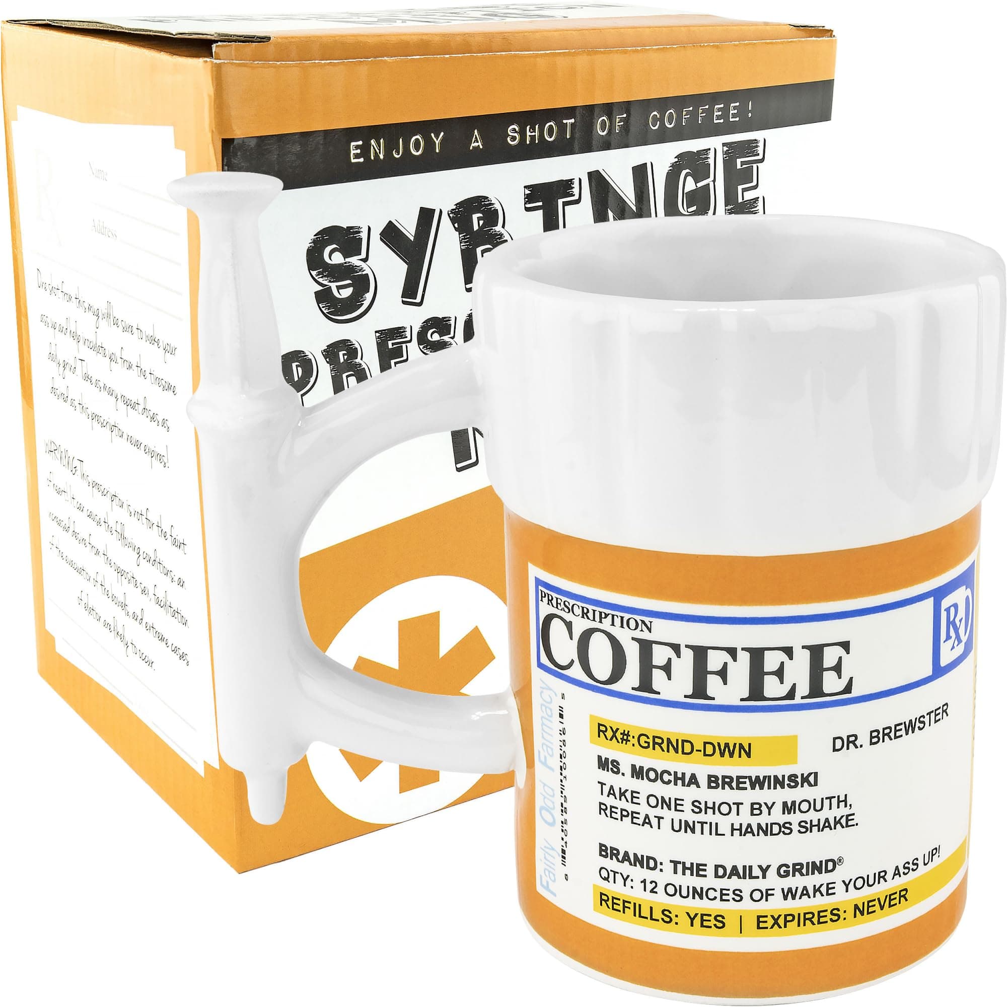 Fairly Odd Novelties Prescription Syringe Coffee Mug, 12-Ounce, White