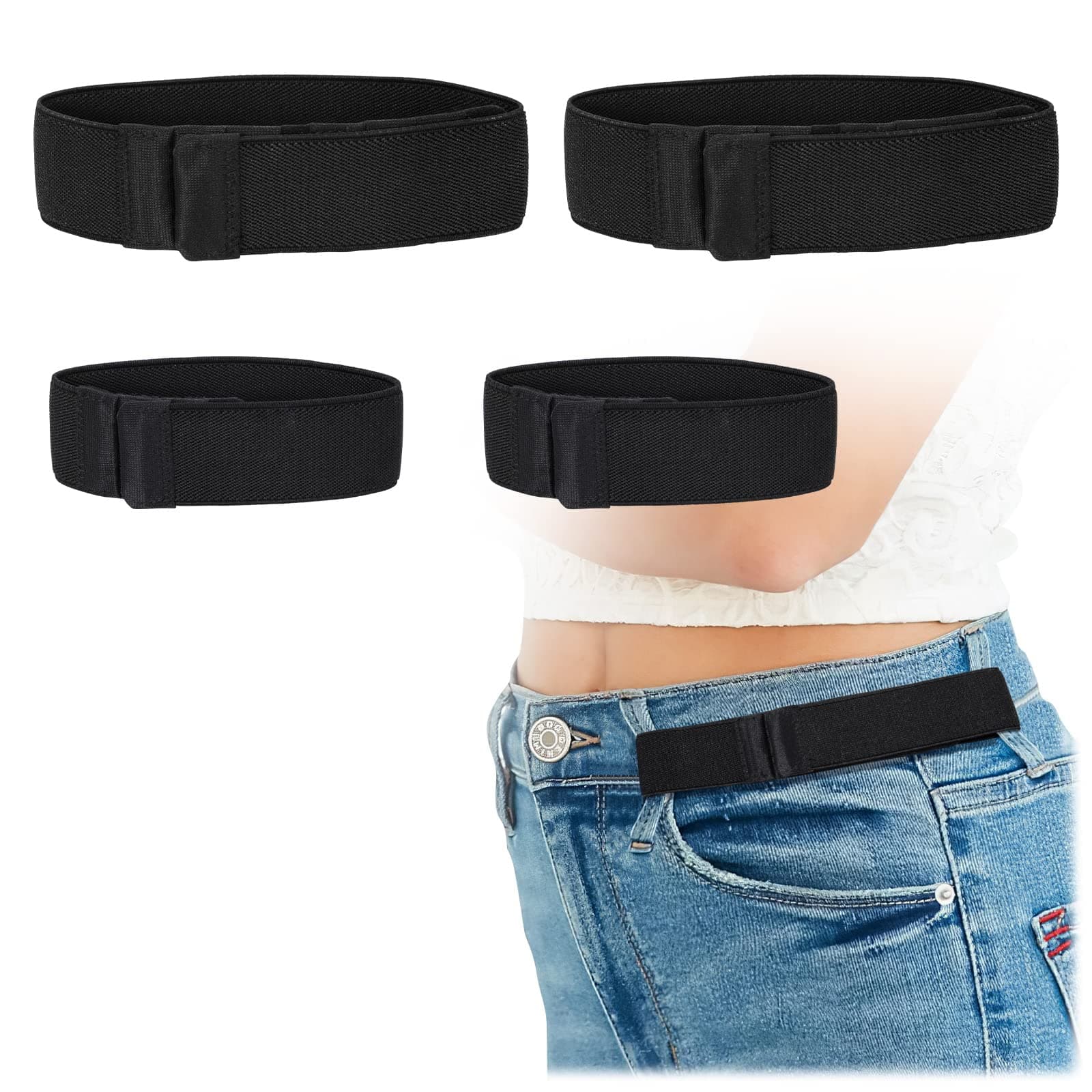 JASGOOD No Buckle Invisible Stretch Belt for Men/Women 2 Loop Buckle Free Elastic Belt for Jeans Pants