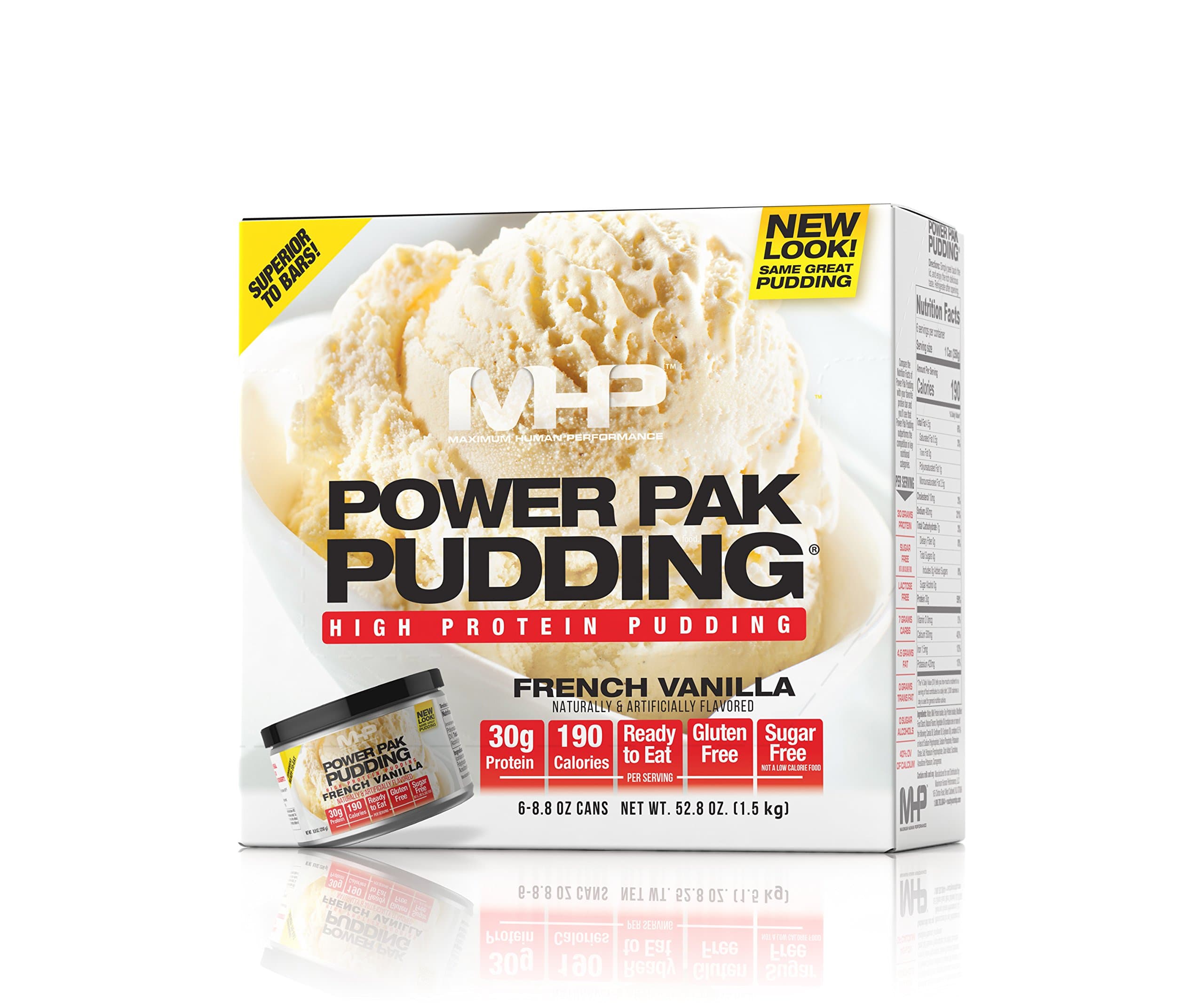 MHP Power Pak High Protein Pudding, Vanilla, 8.8 Ounce, (Pack of 6)