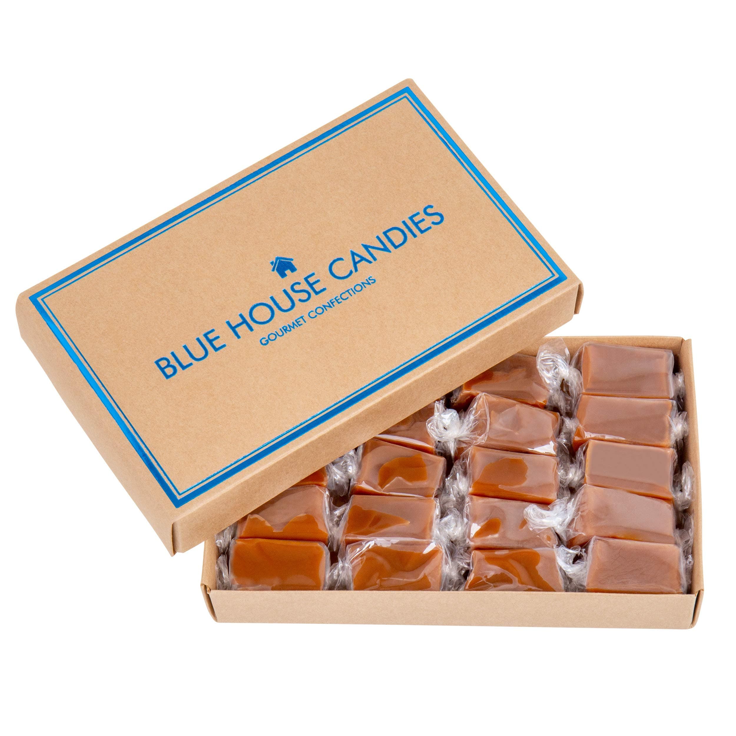 Blue House Soft and Chewy Handcrafted Gourmet Caramel Candies, Gift Boxed (Original Caramels),1 pound