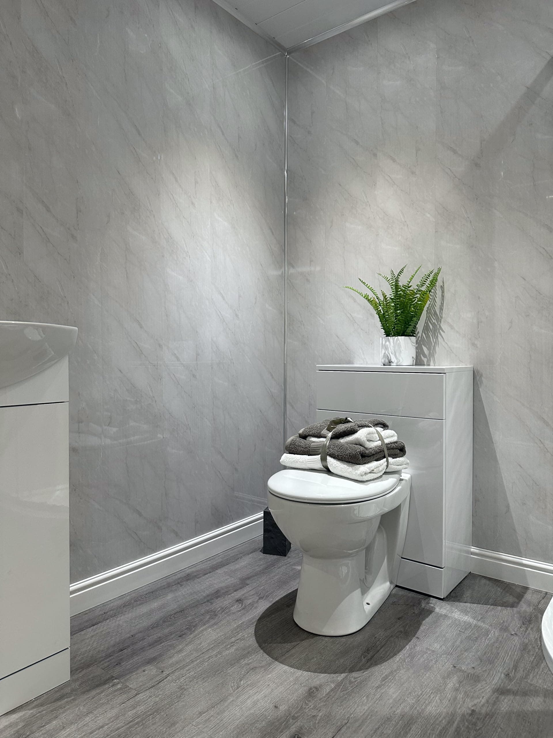 Grey Marble 8mm Wall Panels Bathroom Ceiling Panels Kitchen PVC Shower Wet Wall Cladding (6 Pack)