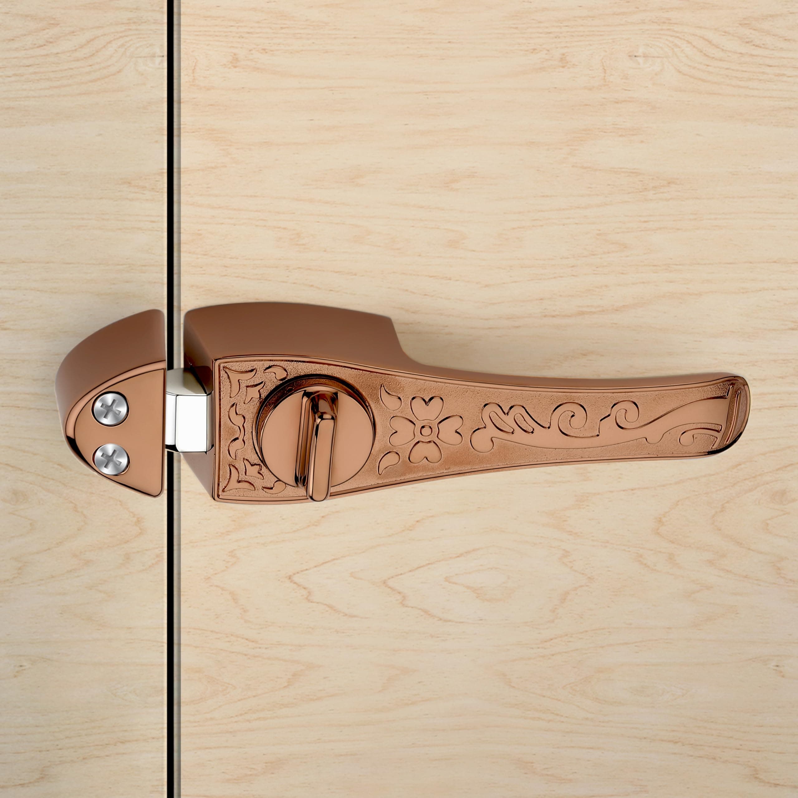 Plantex Door Lock/2in1 Baby Latch with Door Handle for Bathroom/Door Security Baby Lock Latch/Latch for Balcony, Kitchen or Store-Room Door (PVD Rose Gold, Pack of 1)