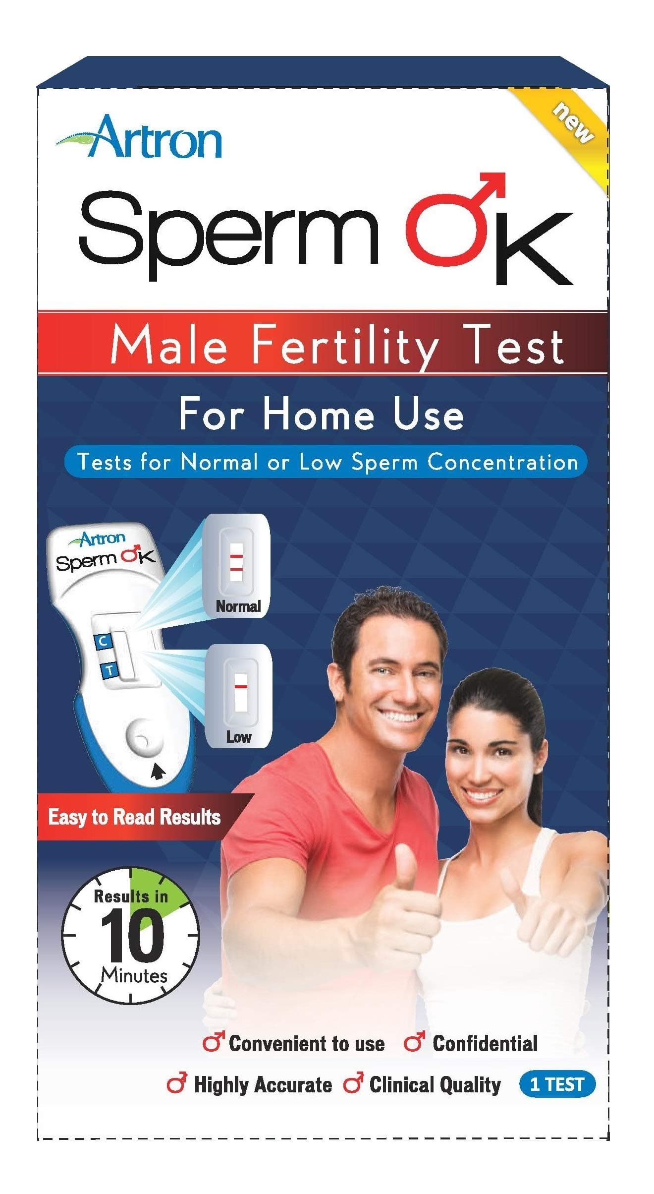 #1 Male Fertility Test for Home Use, CE Approved, Easy Sperm Check Device, Indicates Normal or Low Sperm Count, Convenient, Accurate and Private Semen Analysis for Men