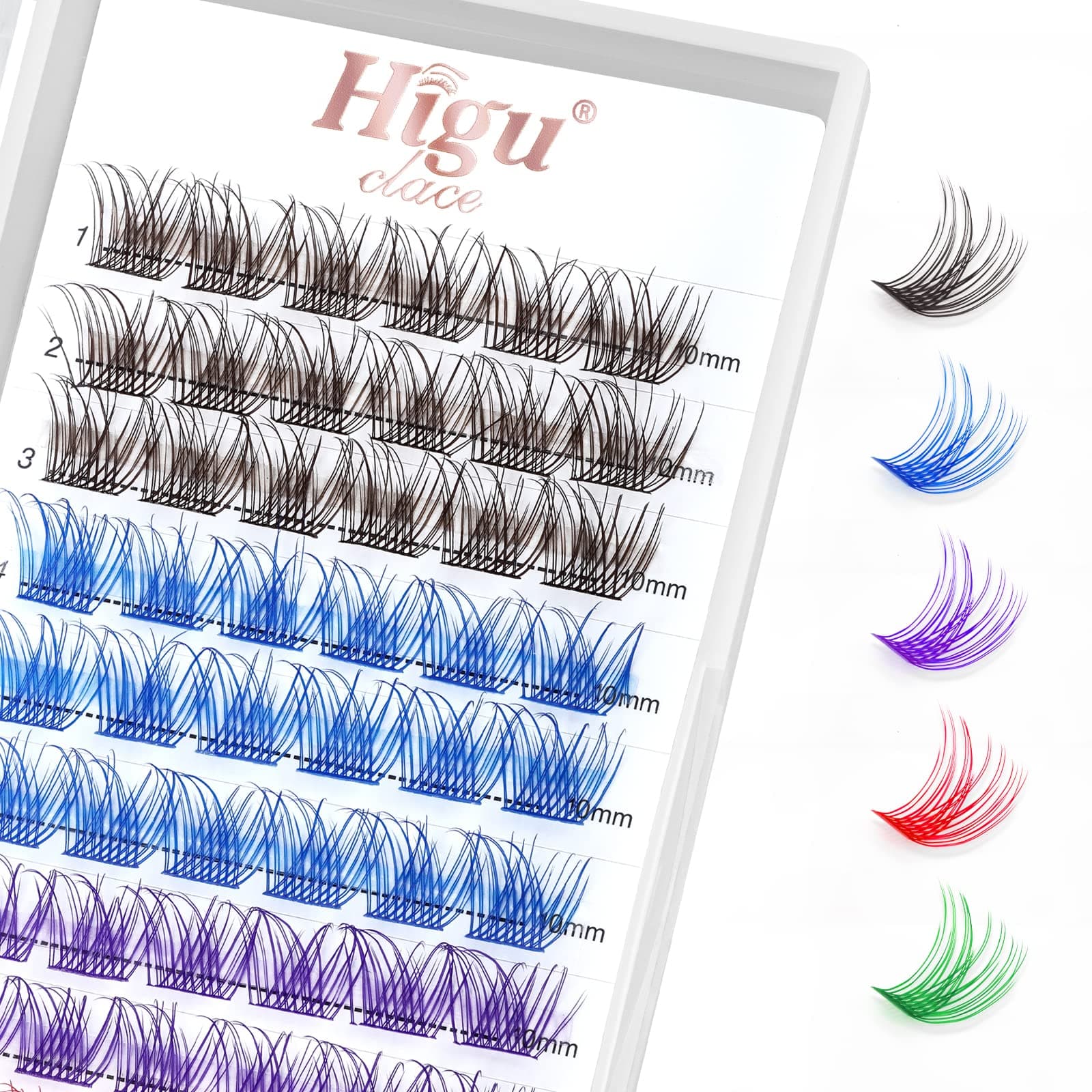 Colored Lash Clusters DIY Eyelash Extensions 72 C/D Curl Colored Cluster Lashes Brown Blue Purple Green Red Individual Lashes Cluster Eyelash Clusters Thin Band DIT at Home(Natural Mix Color-C 10mm)