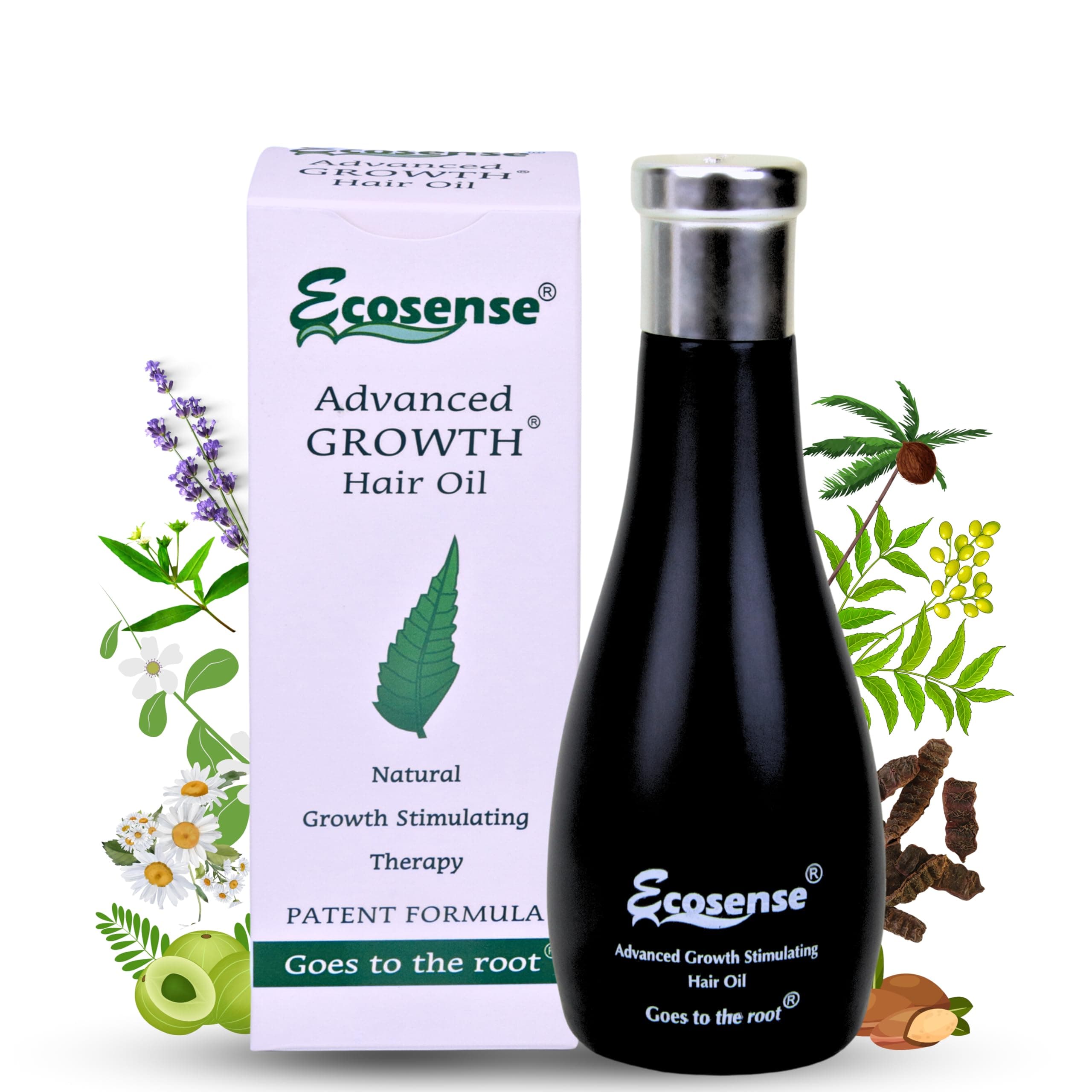 ECOSENSE Advance Growth Hair Oil | Ayurvedic Formula with Neem, Amla, Bhringraj and Natural Herbs for Strong| Hair Fall Prevention, and Scalp Nourishment(100ml)