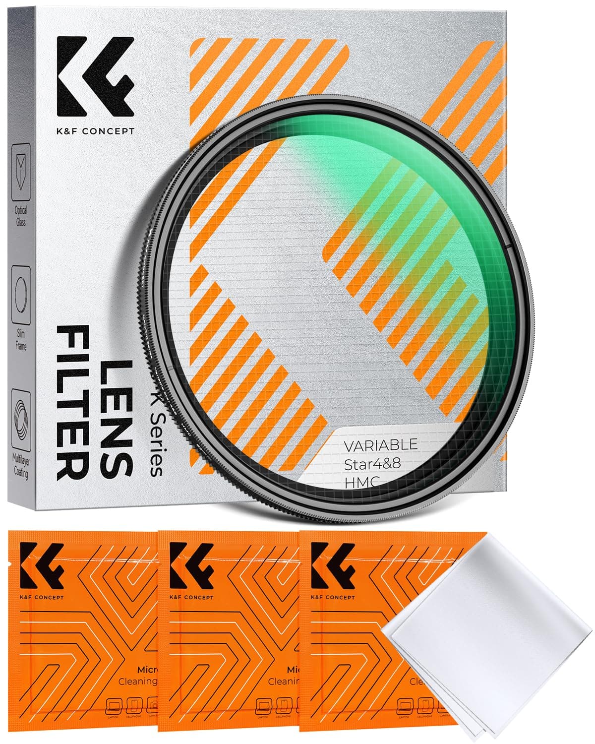 K&F Concept 55mm Variable Star Filter Cross Screen Starburst Filter 4, 8 Points 18 Layer Coating Optical Glas Ultra Slim Camera Lens Filter with 3 Cleaning Cloth