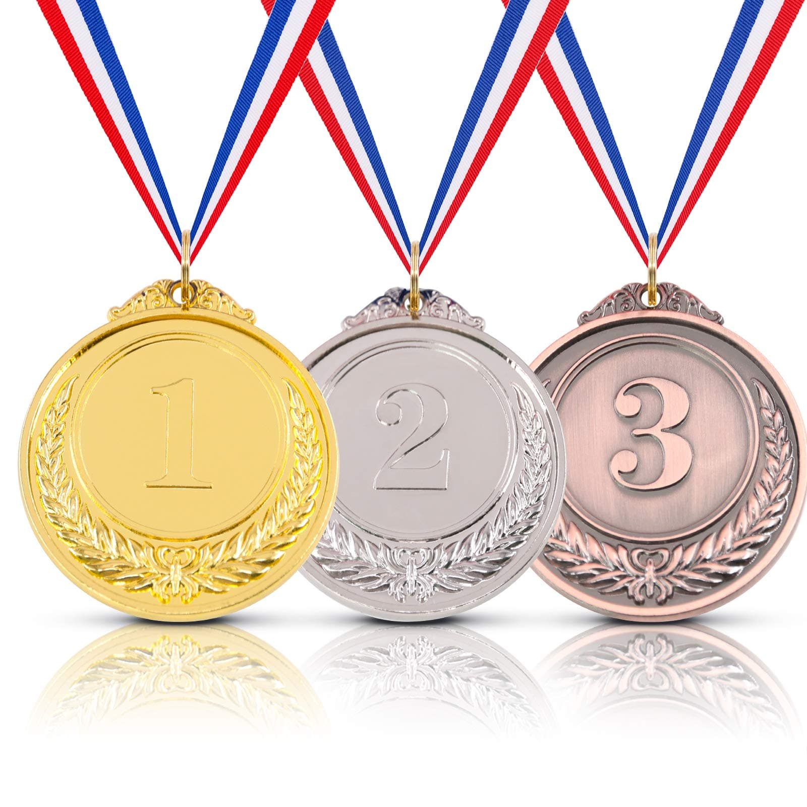 Hilitchi 3 Pcs Gold Silver Bronze Award Medals with Ribbon