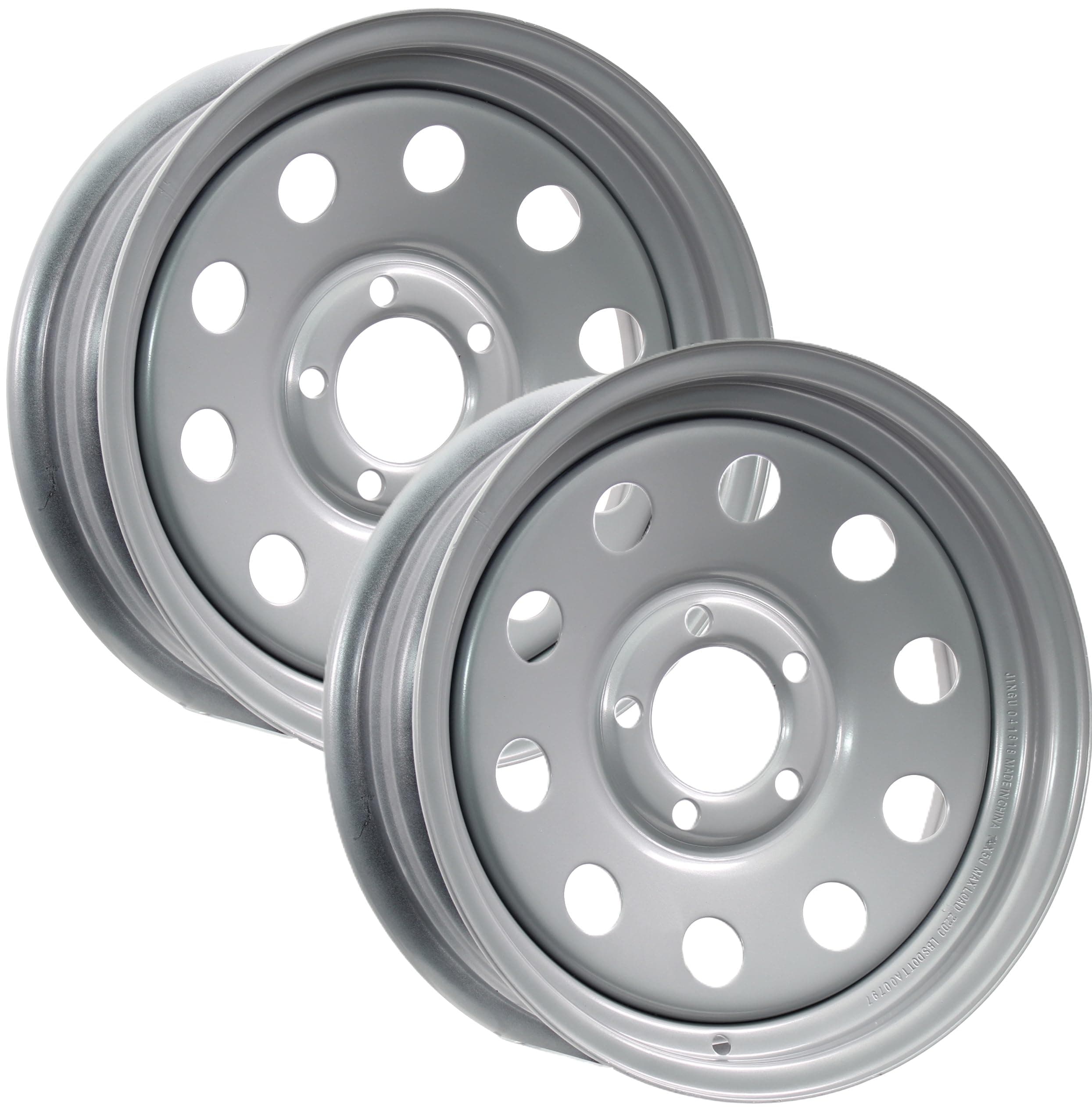 eCustomrim 2-Pack Boat Trailer Rims Wheels 15 Inch 15X6 5 Lug Hole Bolt Silver Modular
