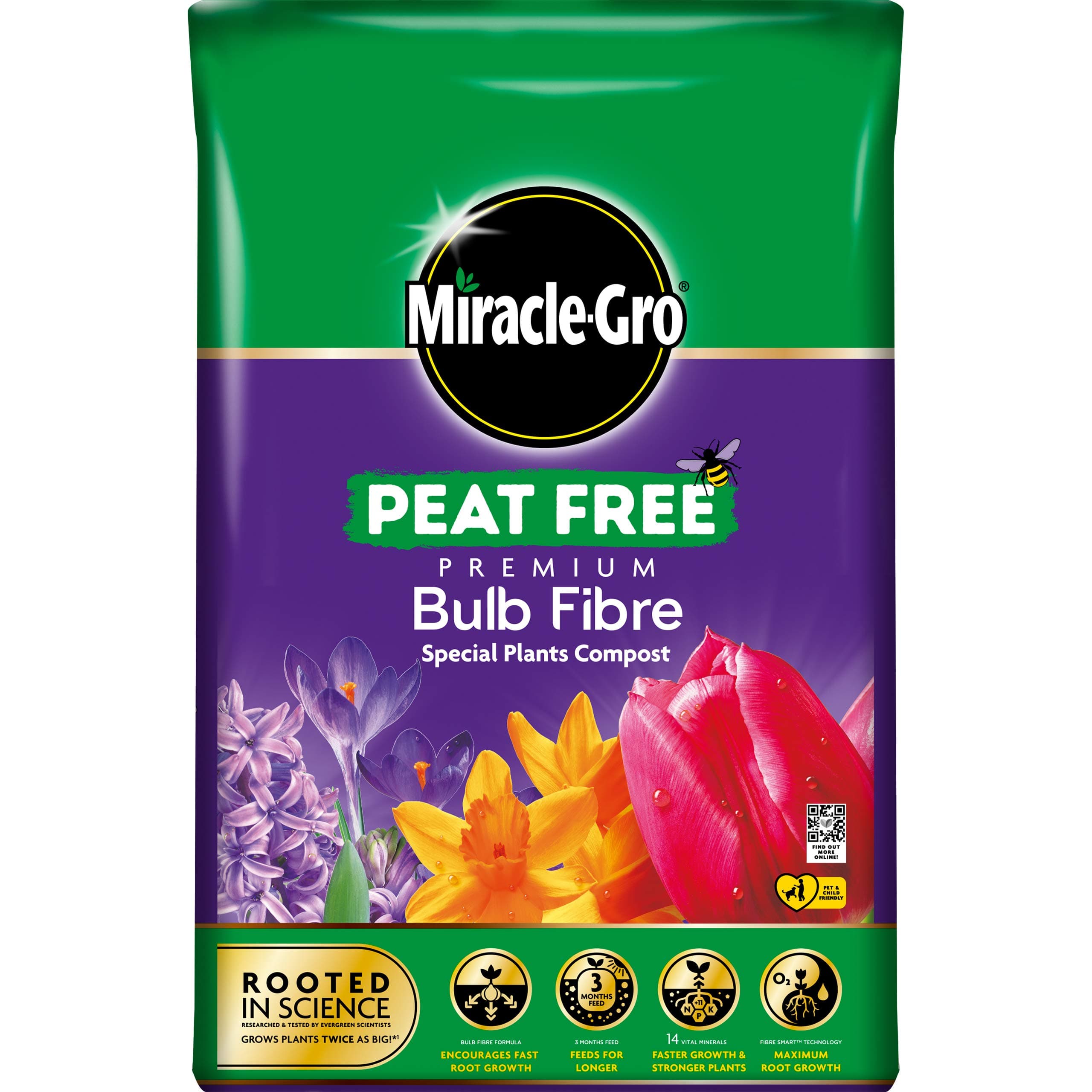 119785 Premium Bulb Fibre Compost, PEAT FREE, 20 Litre Bag, (New 2020 Range), Purple
