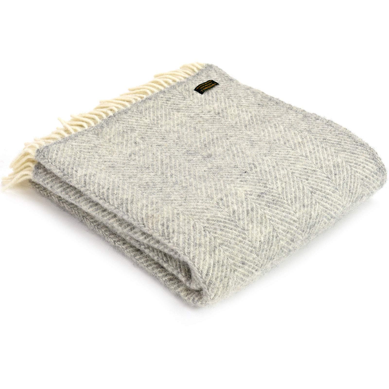 Tweedmill Textiles Fishbone KNEE RUG Throw Blanket -100% Pure New Wool - BRITISH MADE - SILVER GREY