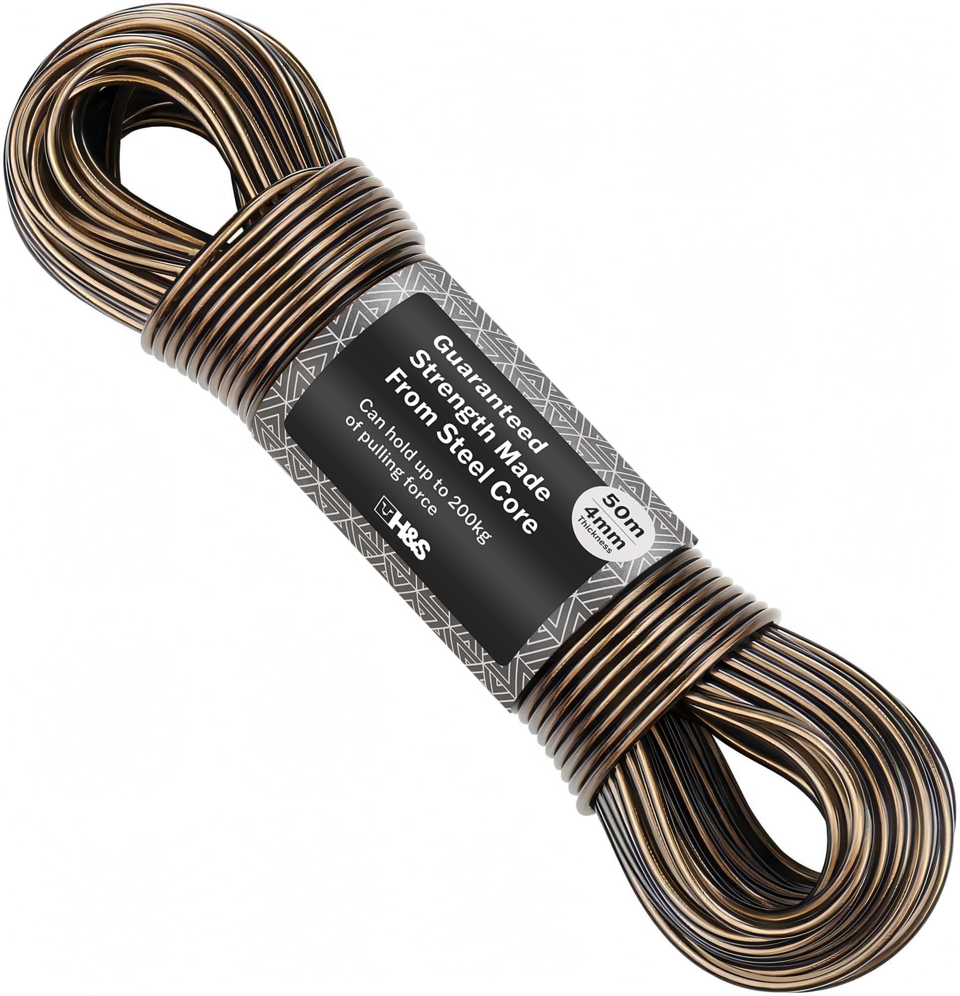 H&S 50m Washing Line Rope Steel Core Laundry Clothes Lines Thick Strong Plastic PVC Cover Garden Outdoor