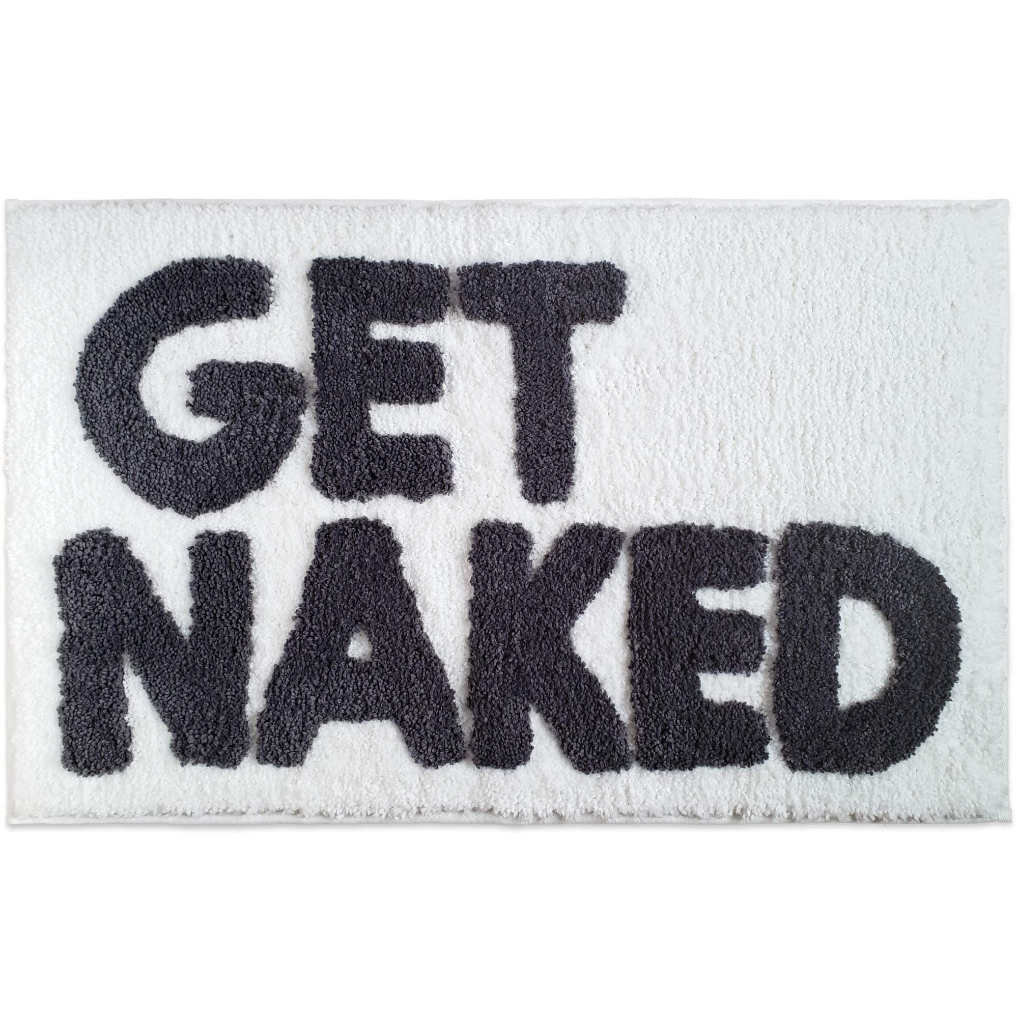 New Mungo Get Naked Bath Mat for Bathtub - Cute Bath Rugs for Apartment Decor - Bath Mats for Bathroom as Shower Floor Mat - Tufted Gray and White Bathroom Rug - 31" x 20"