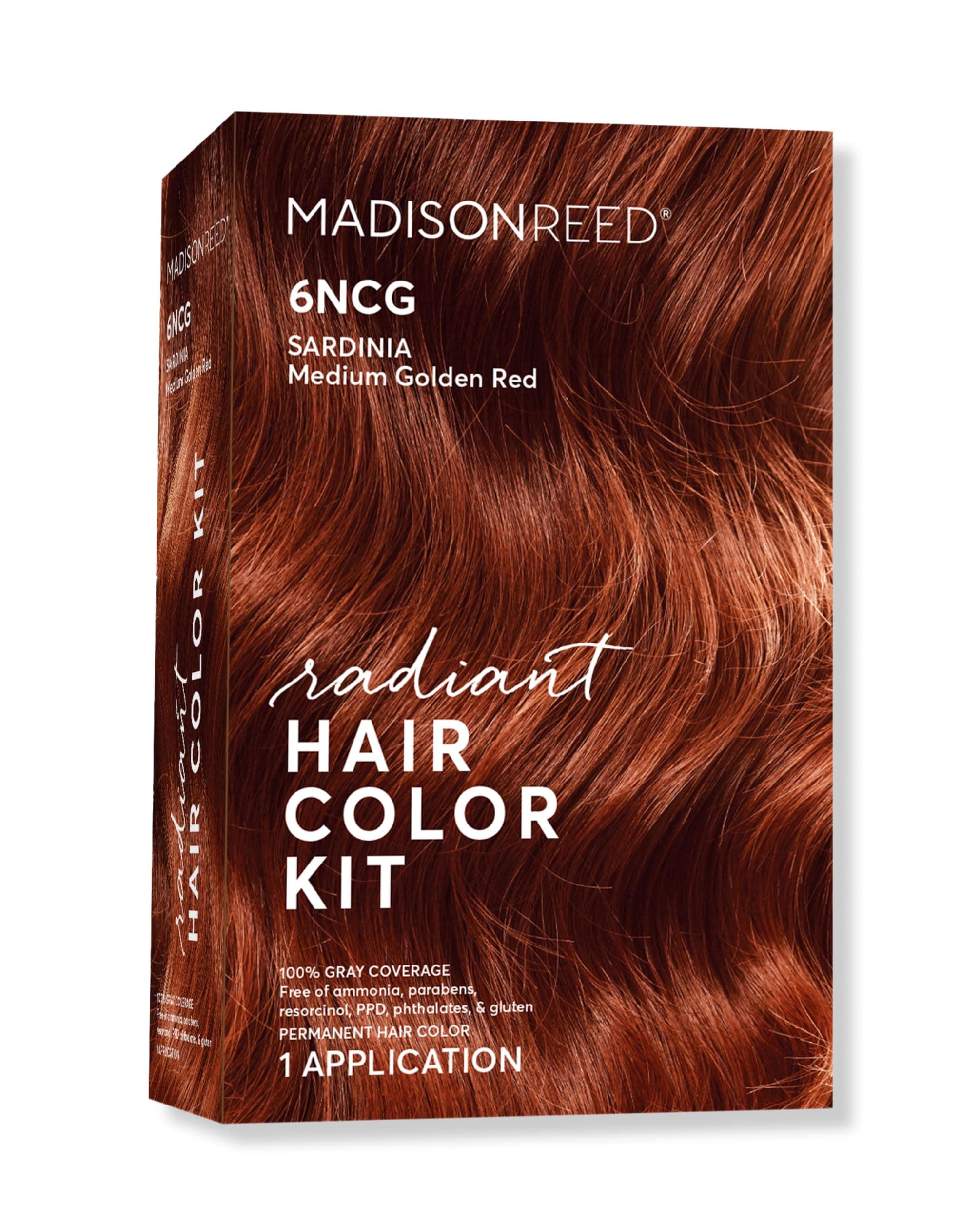 Radiant Hair Color Kit - 6NCG Medium Golden Red with Copper Tones (Sardinia Red), Dimensional Gray Hair Blending Permanent Hair Dye, PPD-Free & Ammonia-Free, 1 Pack