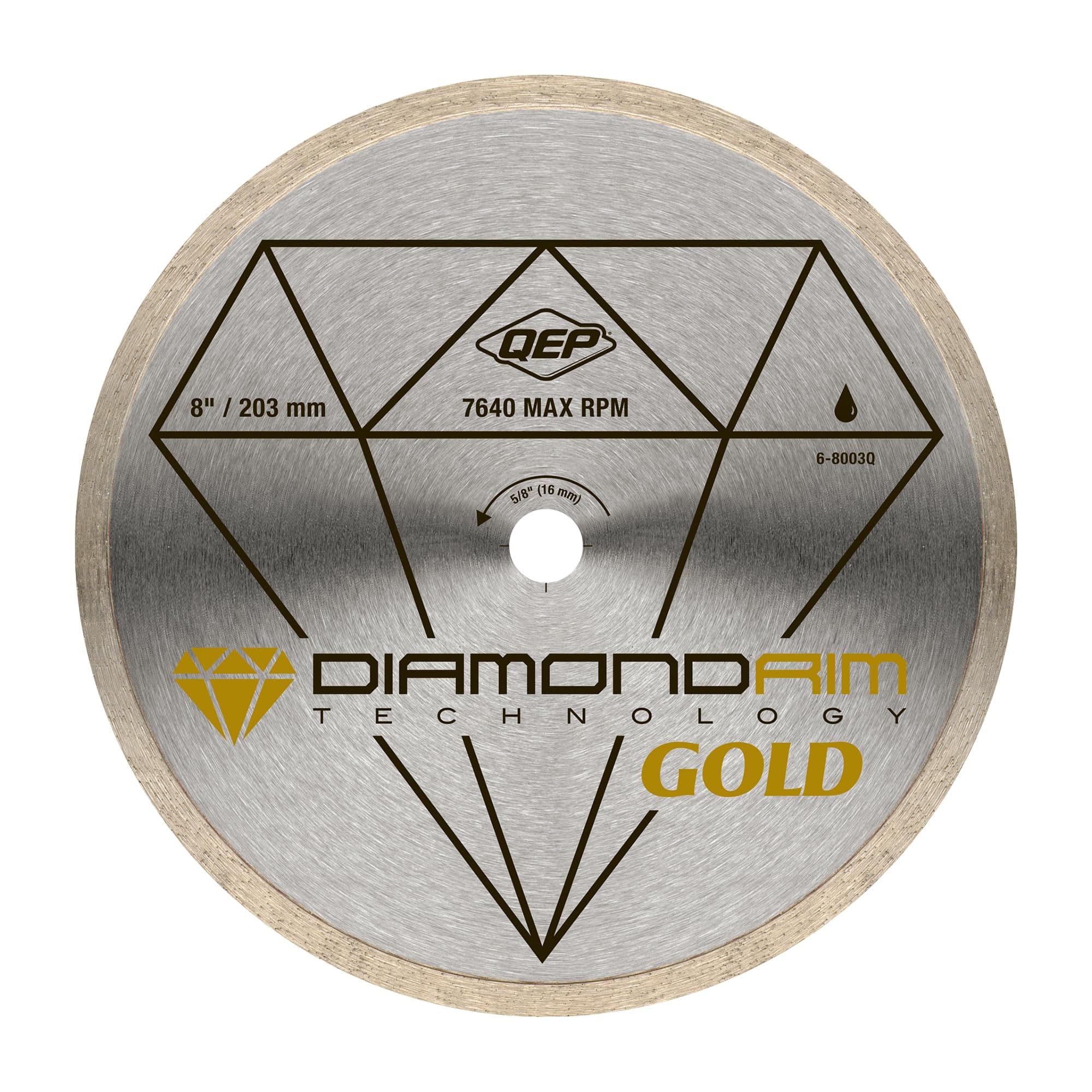 QEP 8" Continuous Rim Premium Diamond Blade for Wet or Dry Cutting of Ceramic, Porcelain, and Marble Tile