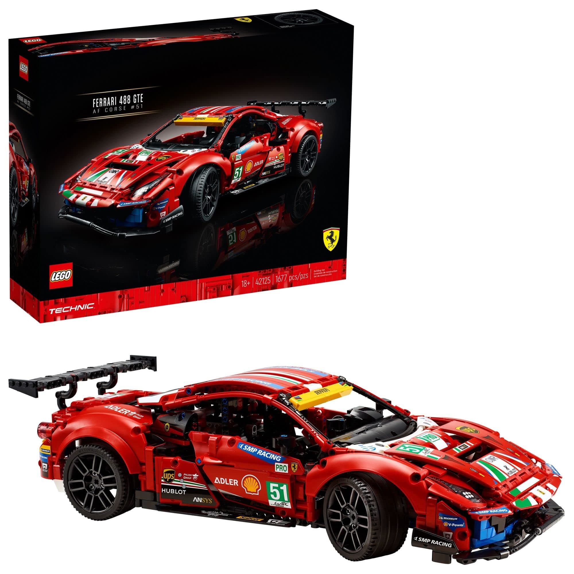 Technic Ferrari 488 GTE “AF Corse #51” 42125 - Champion GT Series Sports Race Car, Exclusive Collectible Model Kit, Collectors Set for Adults to Build