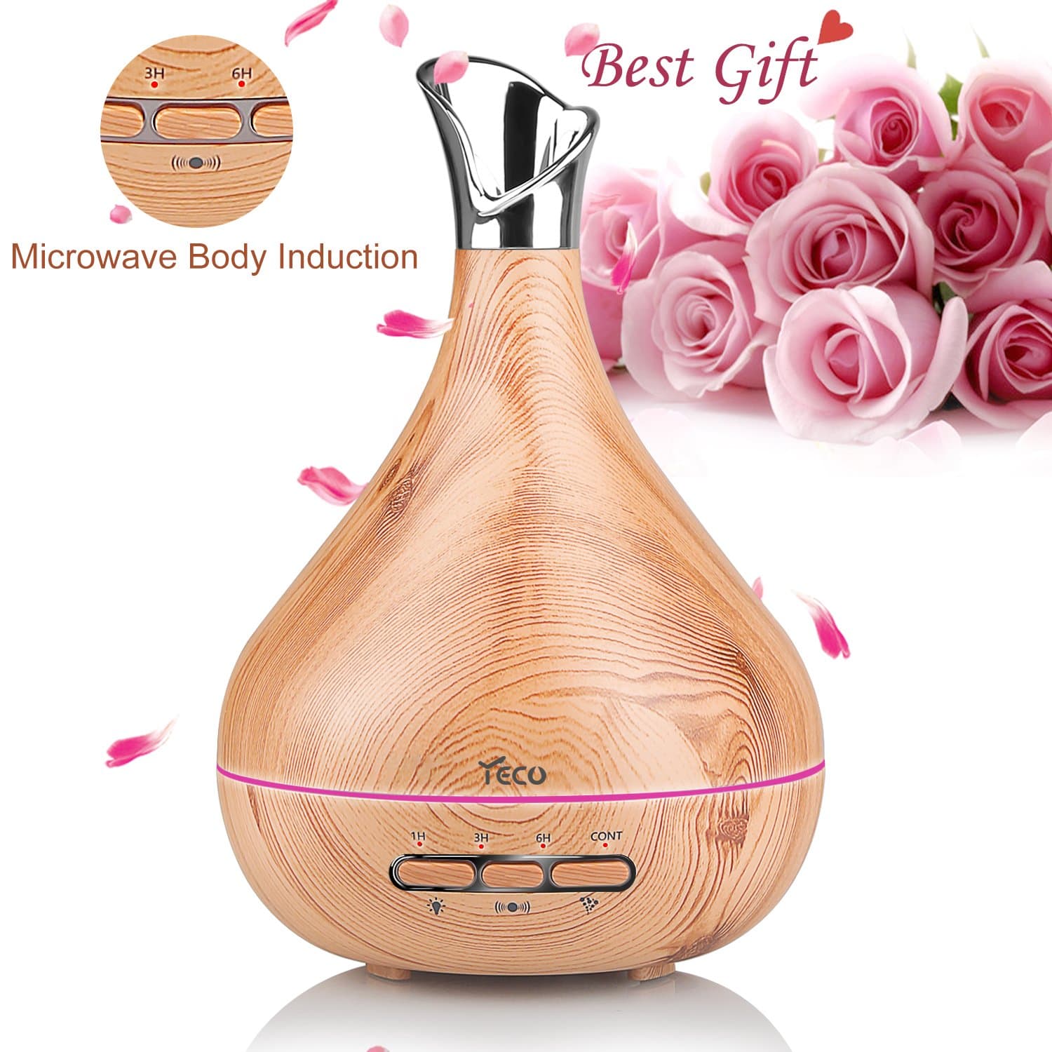 New Generation Essential Oil Diffuser, YECO Aroma Diffusers with Automatic Motion Induction for Home Office Baby - Elegant Vase Shape Design, Gifts for Women