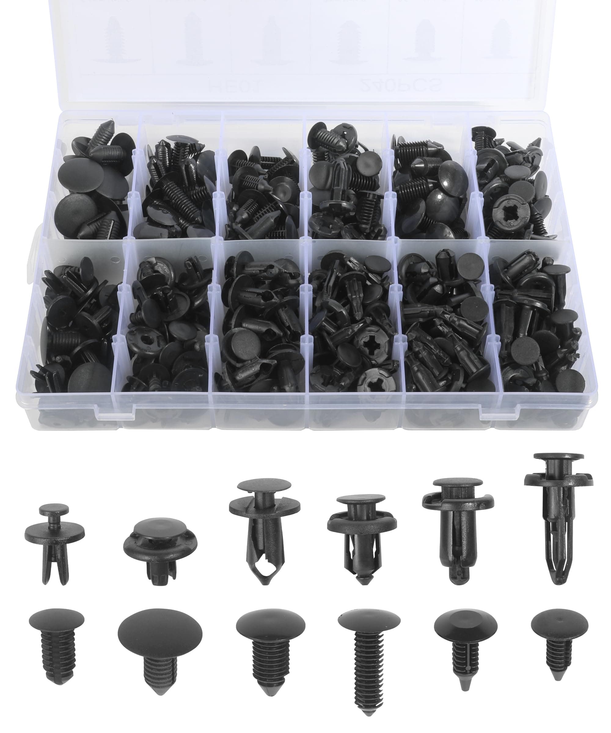 bylikeho 240 Pcs Automotive Clips,Car Retainer Clips,Car Accessories Bumper Clips Car Clips Plastic Rivets Fasteners Push Retainer Kit,Auto Push Pin Rivets Set,Can be Used on Cars
