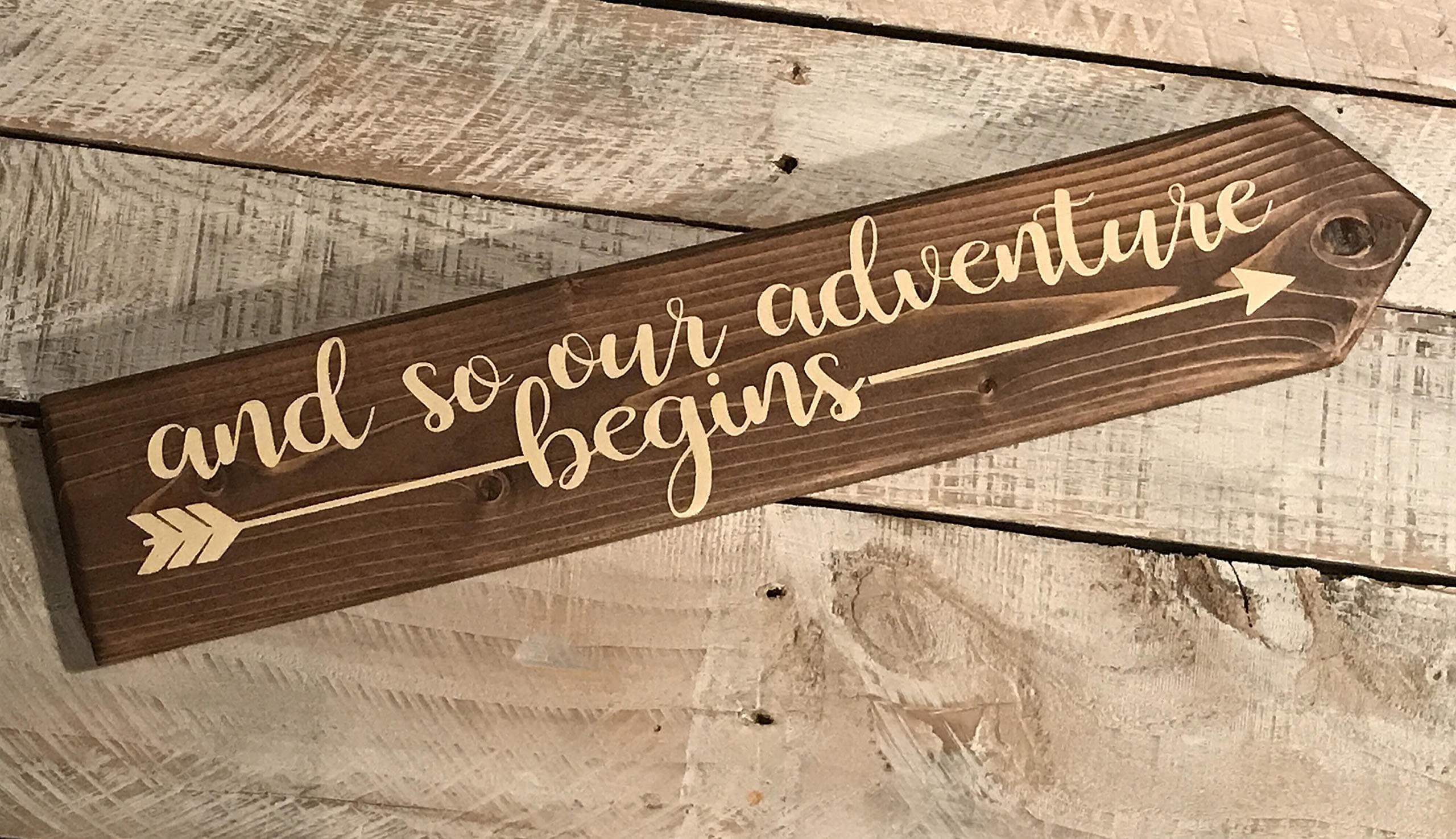 Evan332Eddie And so our adventure begins wedding engagement announcement Wood Plaque Sign