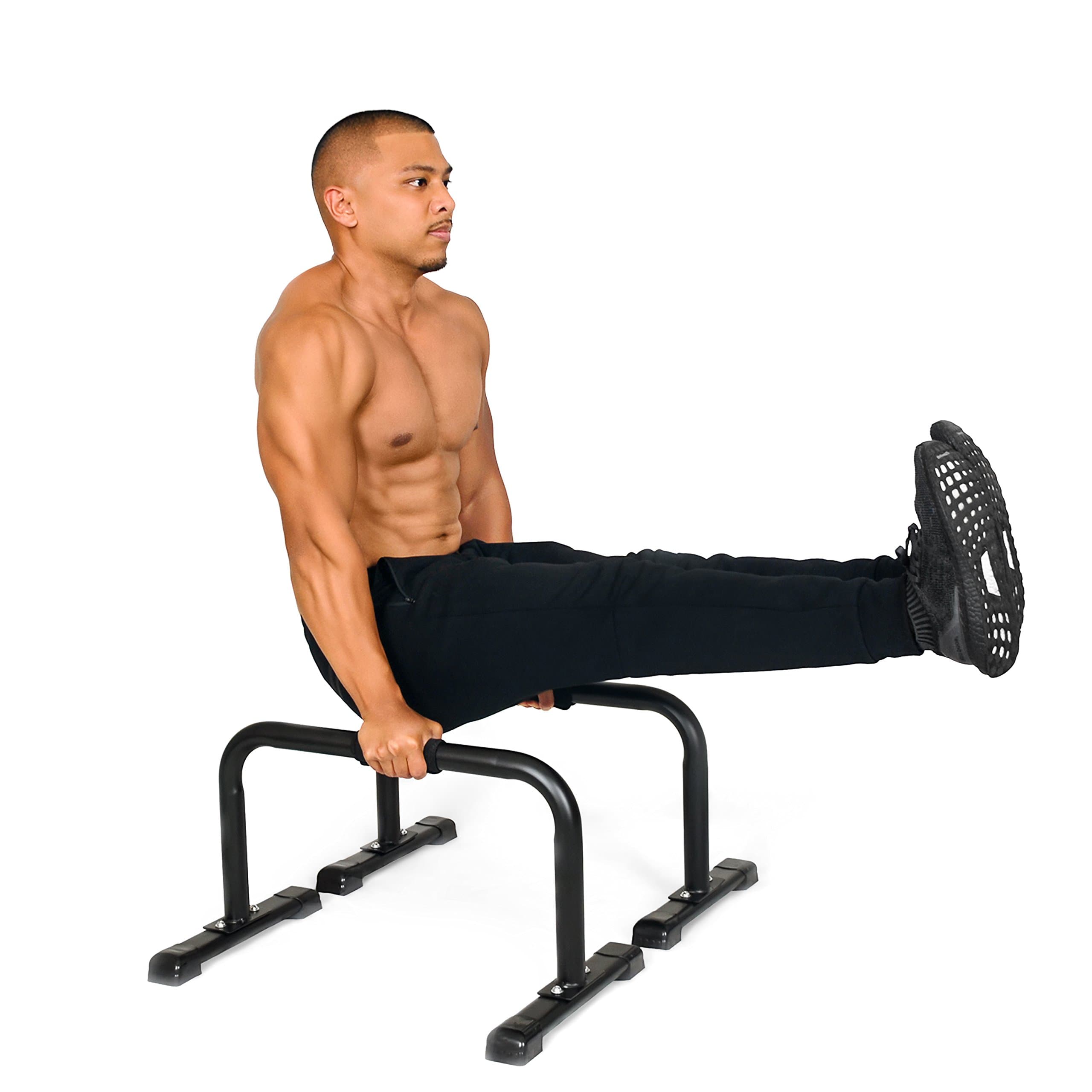 SIMPLEFITNESS Simple Fitness Steel Bar Parallettes—14x24 Inch—Non-Slip Feet and Attachable Foam Grip