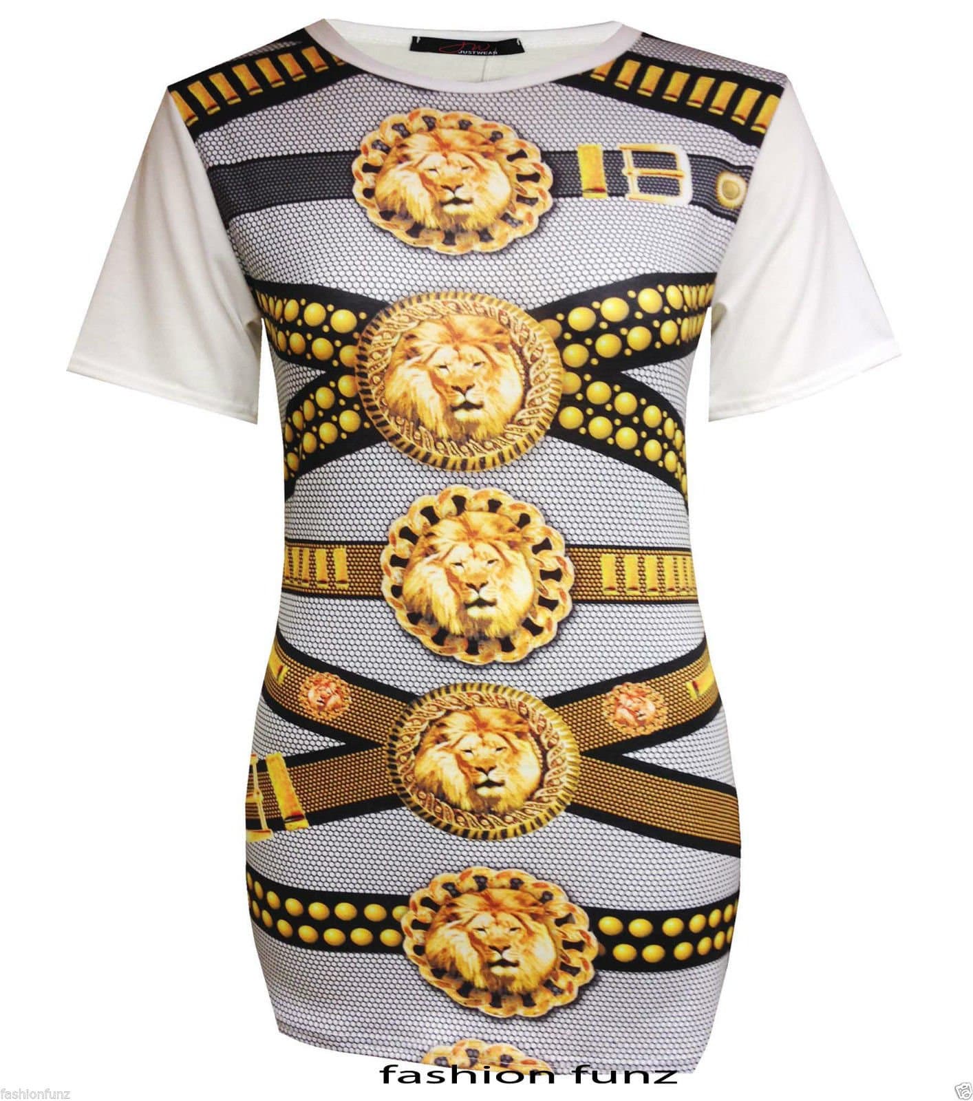 Dress On Trend Women's Lion Chain Print Baggy Oversize T-Shirt Top Multicoloured S/M US 6-8