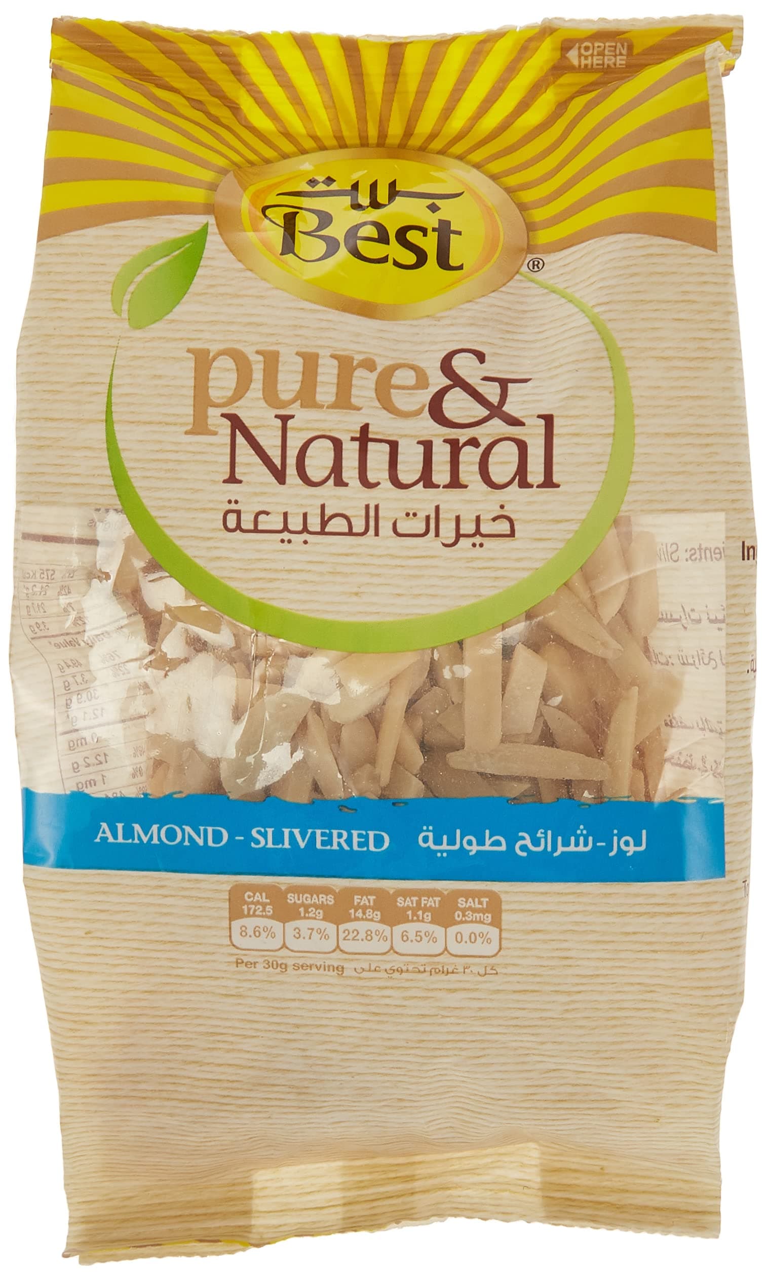 BEST PURE & NATURAL ALMONDS SLIVERED BAG 150GM