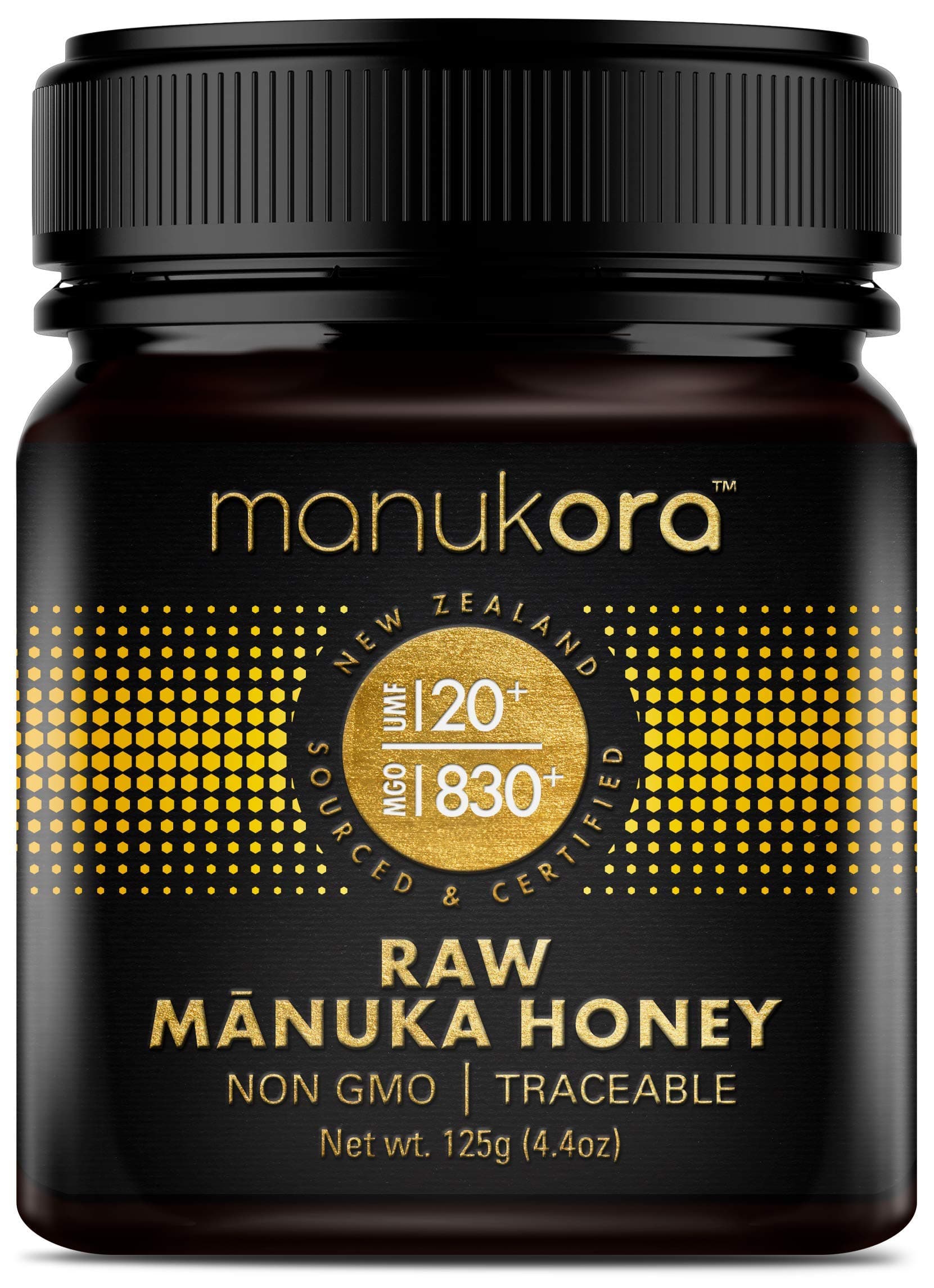 Manukora UMF 20+/MGO 830+ Raw Mānuka Honey (125g/4.4oz) Authentic Non-GMO New Zealand Honey, UMF & MGO Certified, Traceable from Hive to Hand