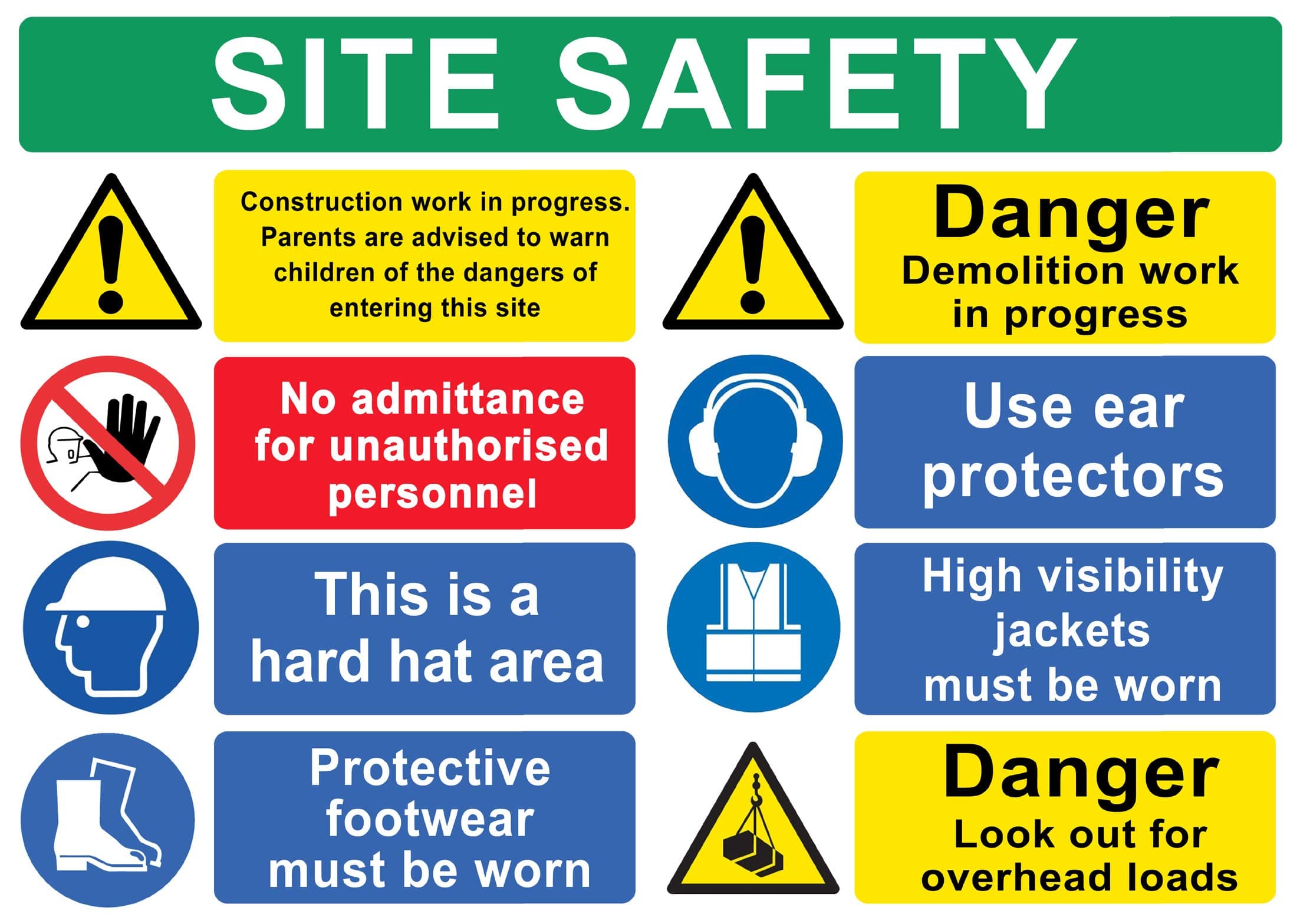 BUILDING SITE SAFETY CONSTRUCTION Signs BOARDS Health & Safety Scaffolding A3 x 1