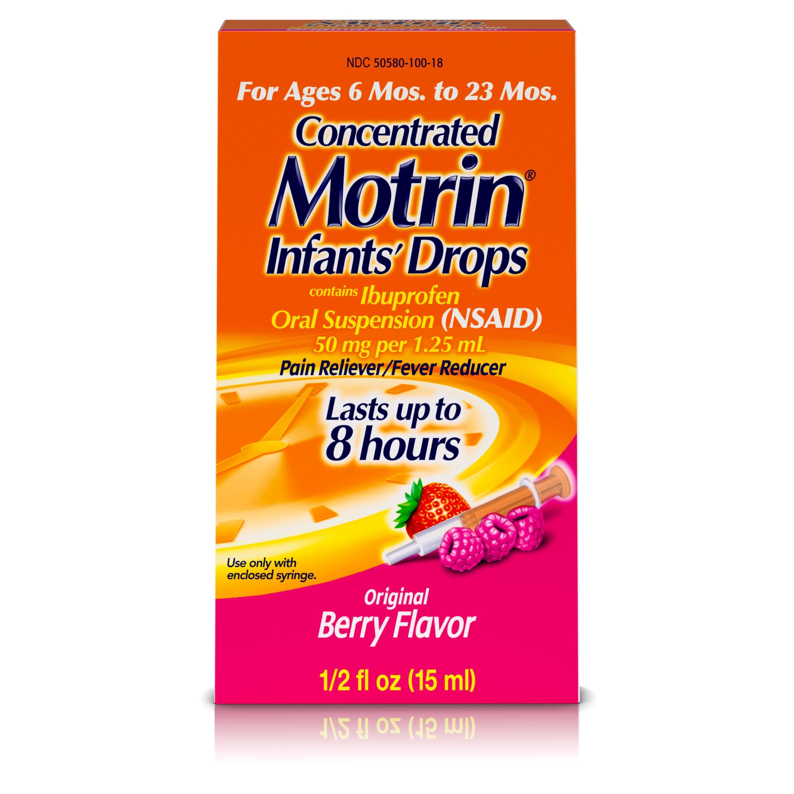Infants' Motrin Concentrated Drops, Fever Reducer, Ibuprofen, Berry Flavored, 0.5 Oz, 2 Pack
