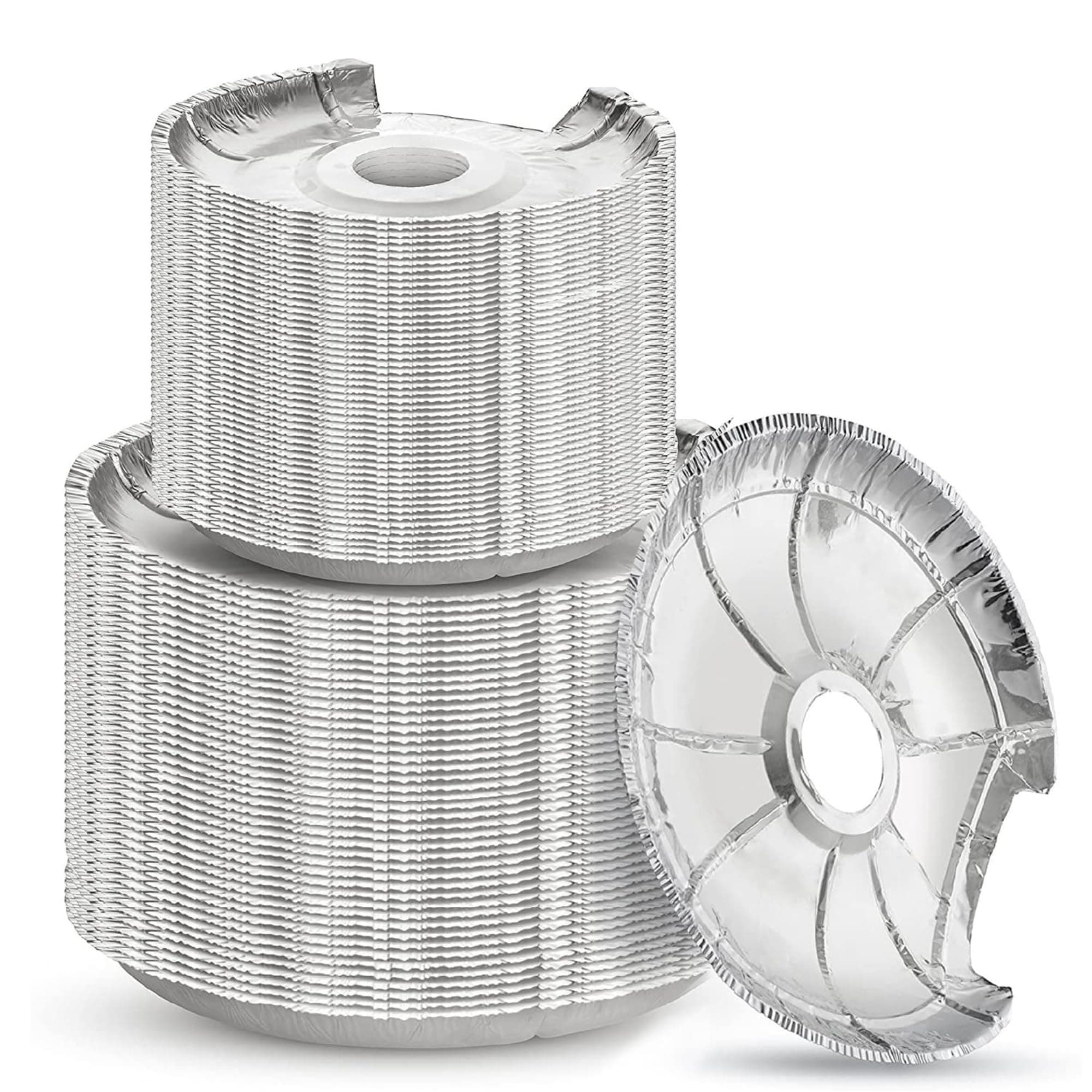 Heavy-Duty Aluminum Electric Stove Burner Covers (100 Pack) - Disposable Round Foil Liners (6 & 8 Inch), Non-Stick Drip Pan Protectors, Stove Top Covers, Great Kitchen Accessory for Easy Cleanup