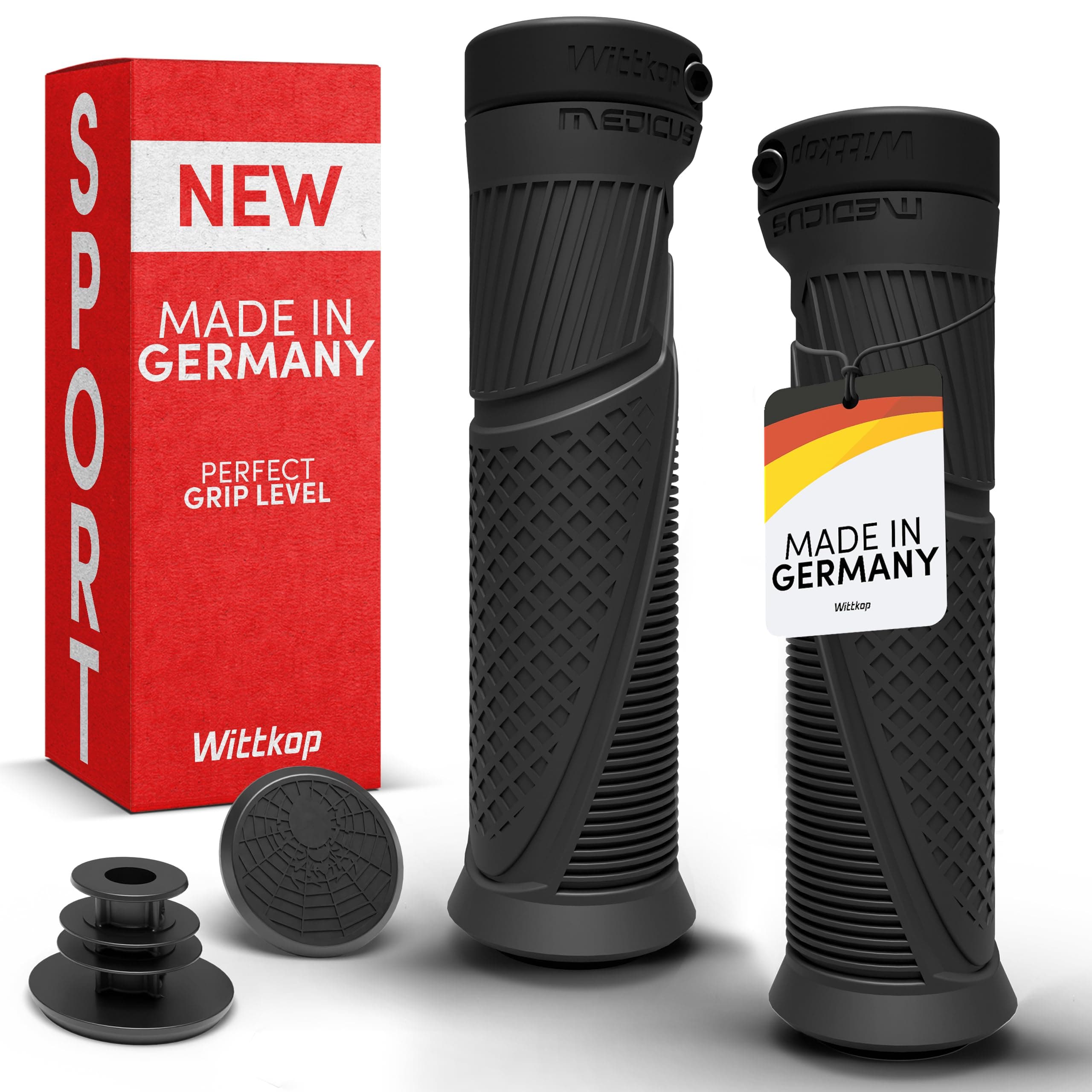Wittkop Bike Grips With Innovative 3-Zone Design Made in Germany - Ergonomic Non-Slip Comfort and EFC Zones for Optimized Grip & Comfort - Handlebar
