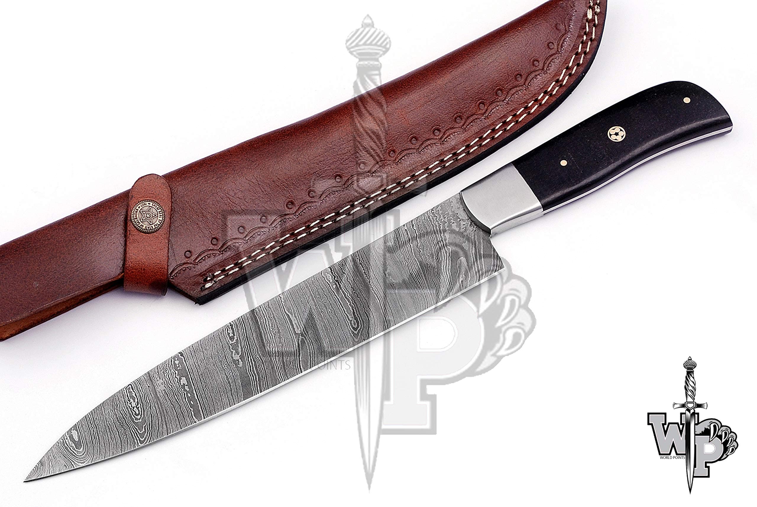 World Points Custom Handmade Damascus Steel Splendid Kitchen Chef Knife-1-Piece-With Sheath