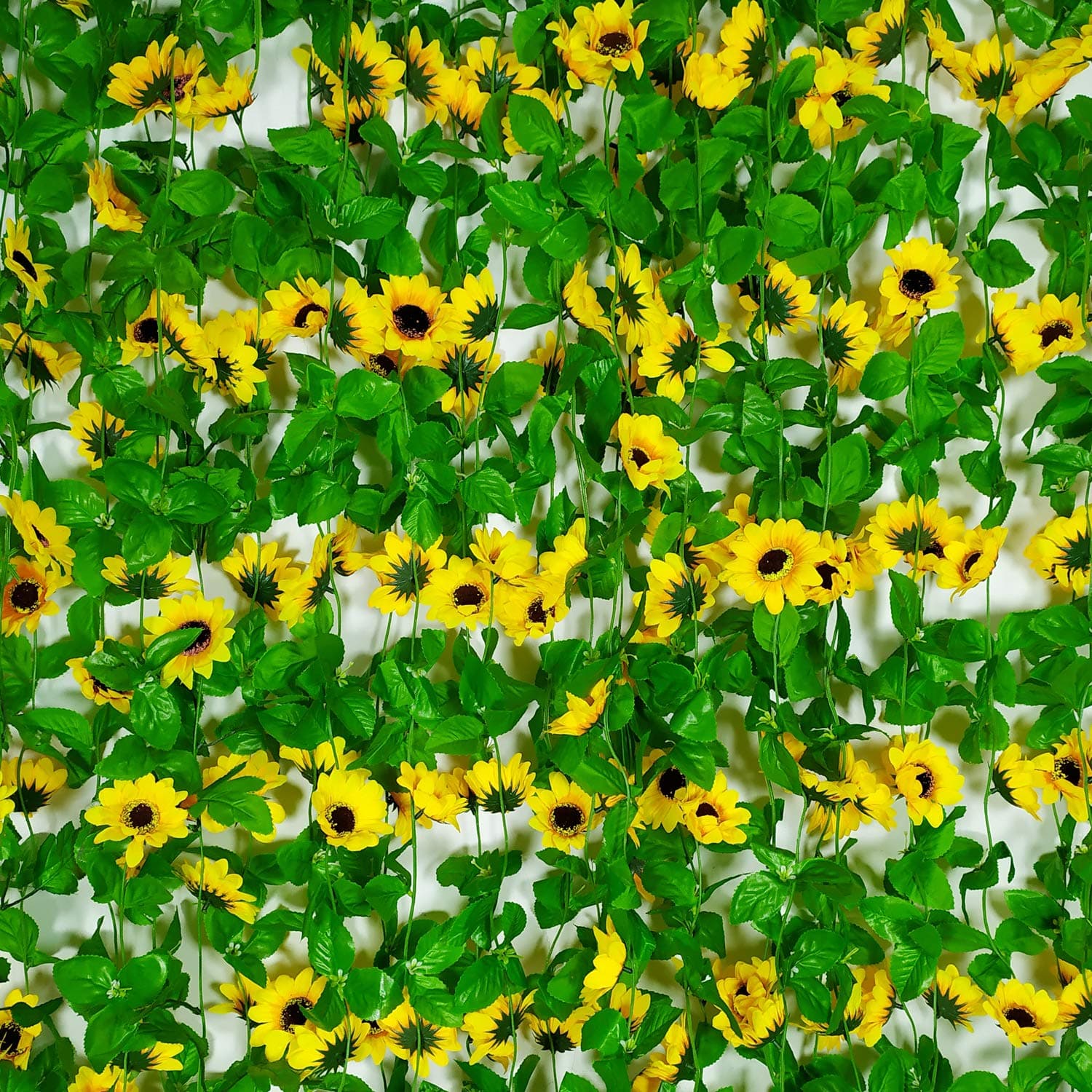 4 Pcs 8.5 Feet/Piece Artificial Sunflower Hanging Vines Fake Flower Greenery Garland Silk Plant Leaves String Green Leaves Vines for Home Hotel Office Garden Wedding Party Outside Decoration