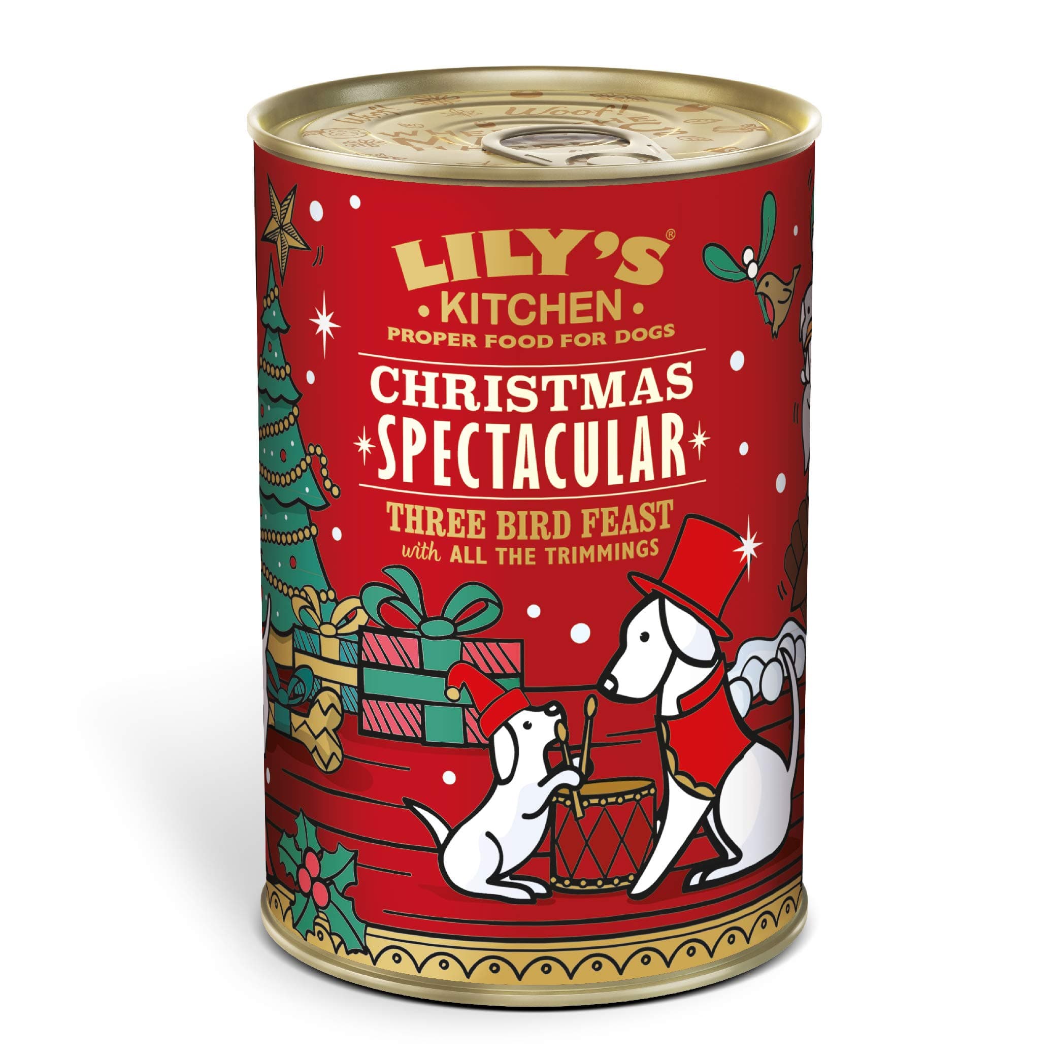 Lily's Kitchen Christmas Spectacular Three Bird Feast with Turkey - Grain Free Adult Wet Dog Food (6 Tins x 400 g)