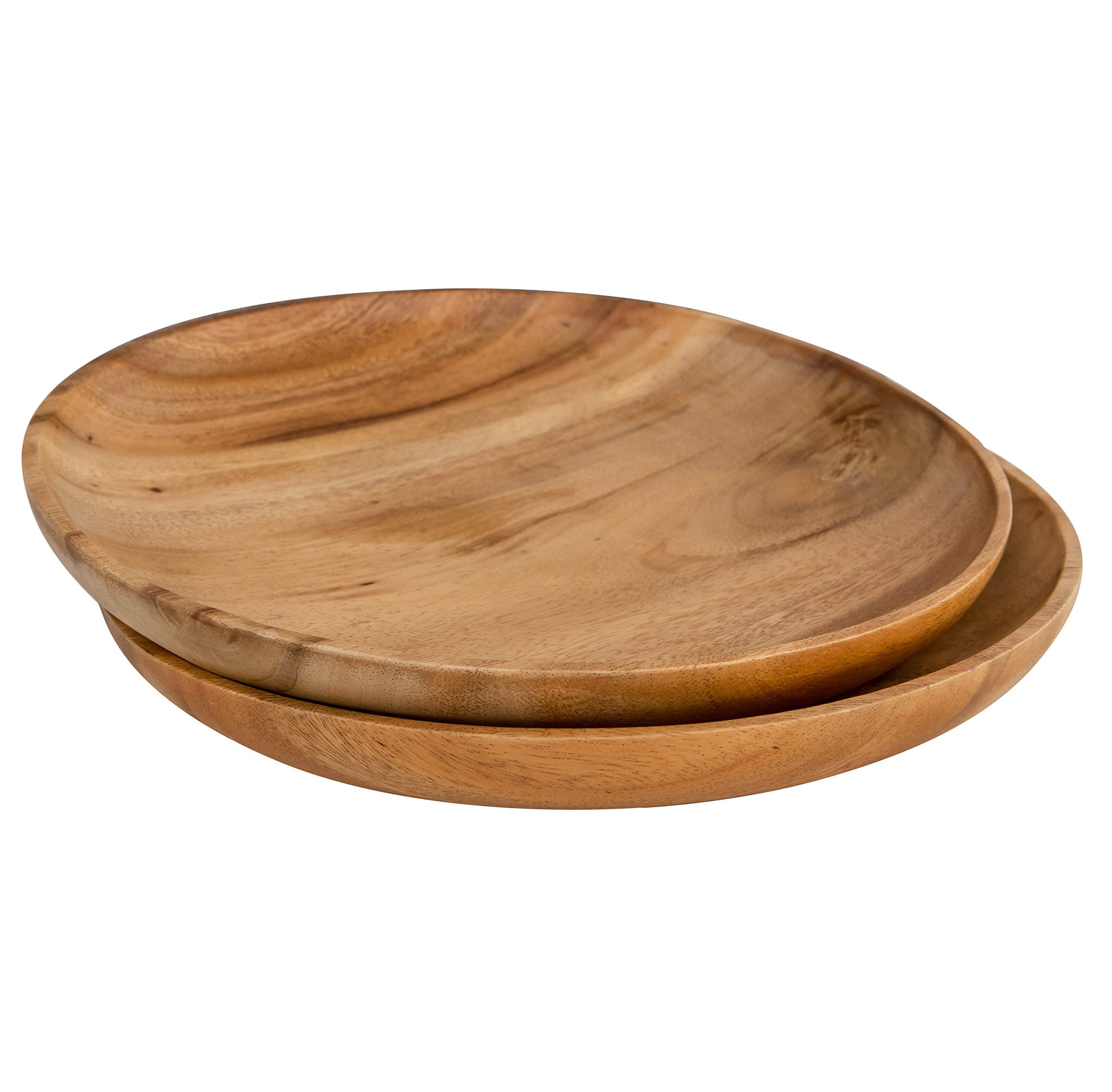 Handcrafted 12" Wood Plate - Set of 2 | Versatile Wooden Plates - Used as Wooden Tray, Serving Platter, Charger Plates / Table Chargers, Decorative Plates for Table | Artisan Crafted