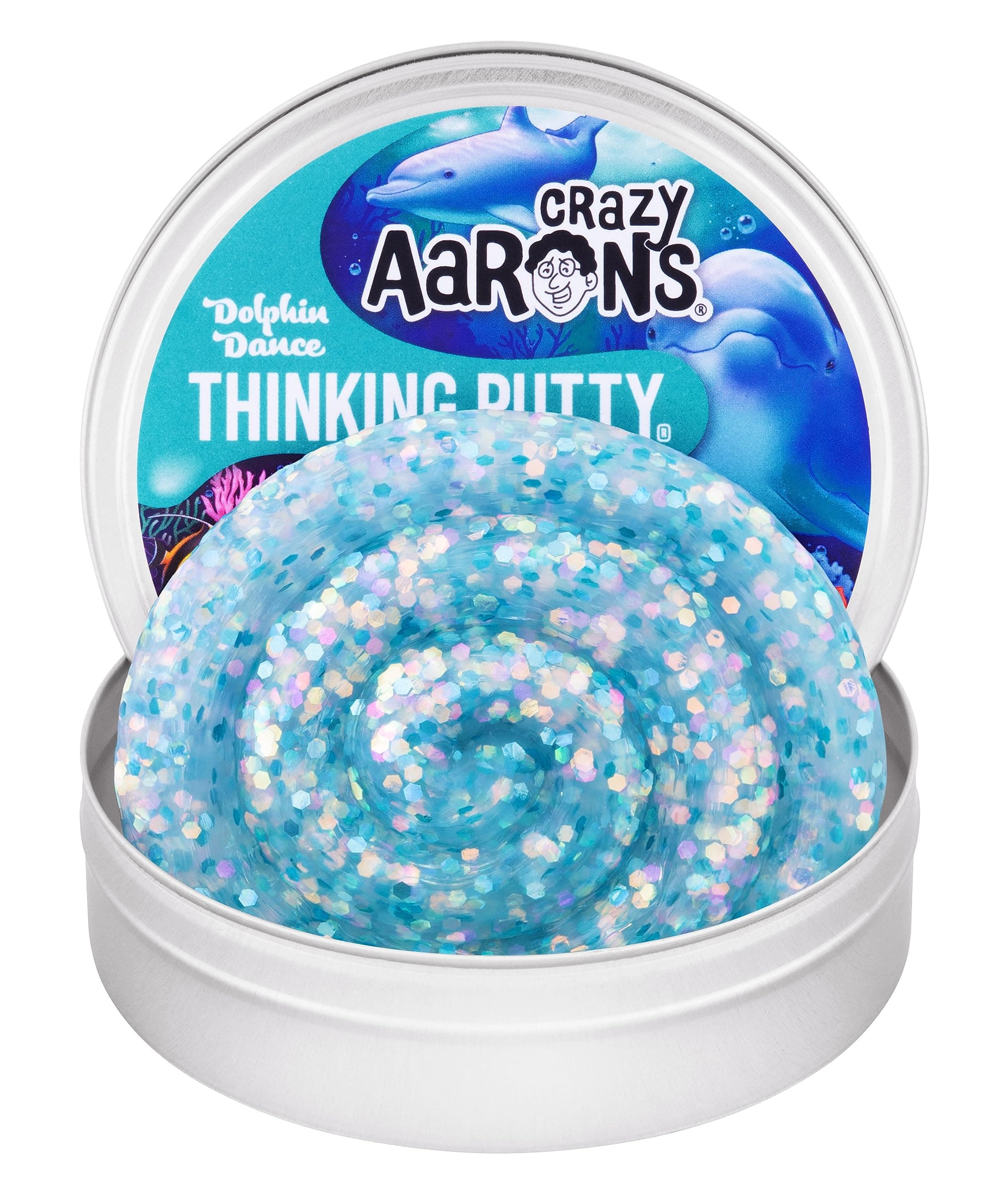Crazy Aaron's Dolphin Dance Thinking Putty, 4" Tin with 90g of Non-Toxic Sensory Play Putty which Never Dries Out, Soft Textured Creative Fidget Toy for Boys and Girls Ages 3Y+