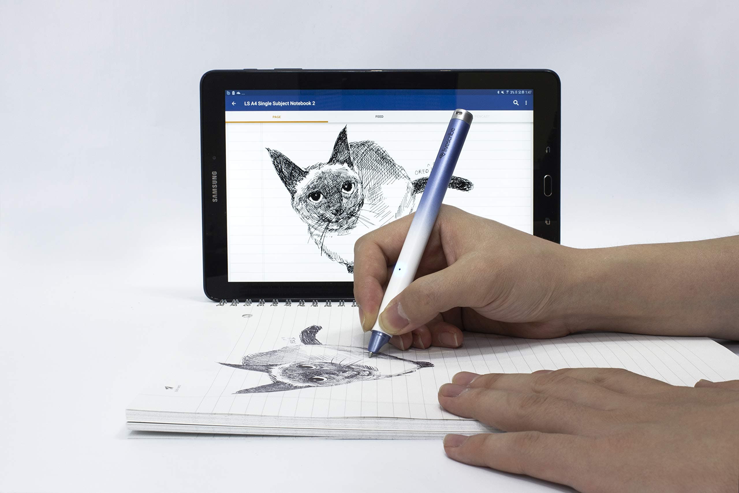 Livescribe Aegir Smartpen, Blue Dolphin Student Edition Bundle - Includes Two A4 Sized College Ruled Notebooks, Additional Ink Refill and aDNA Stickers, APX-00E36